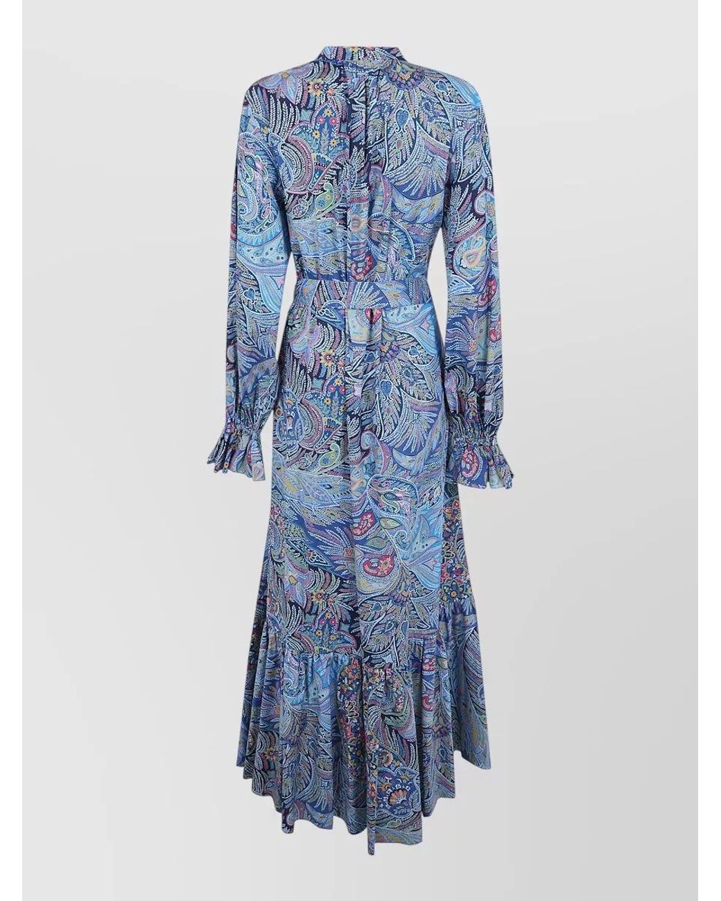 Etro Blue Paisley-Print Cotton Maxi Shirt Dress