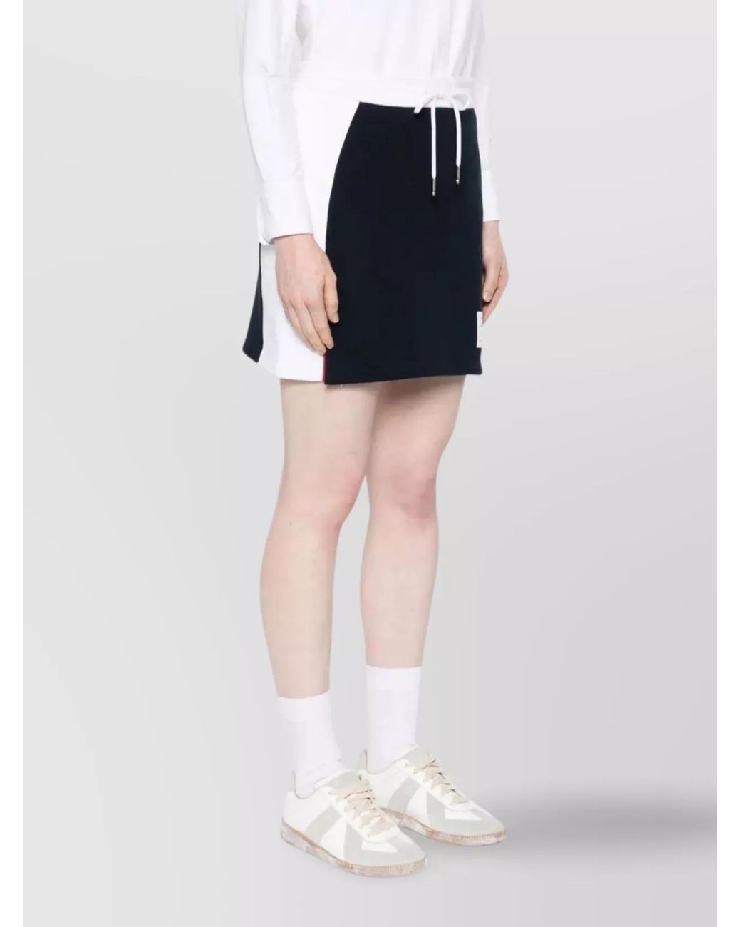 Thom Browne Blue Cotton Jersey High-Rise Mini Skirt