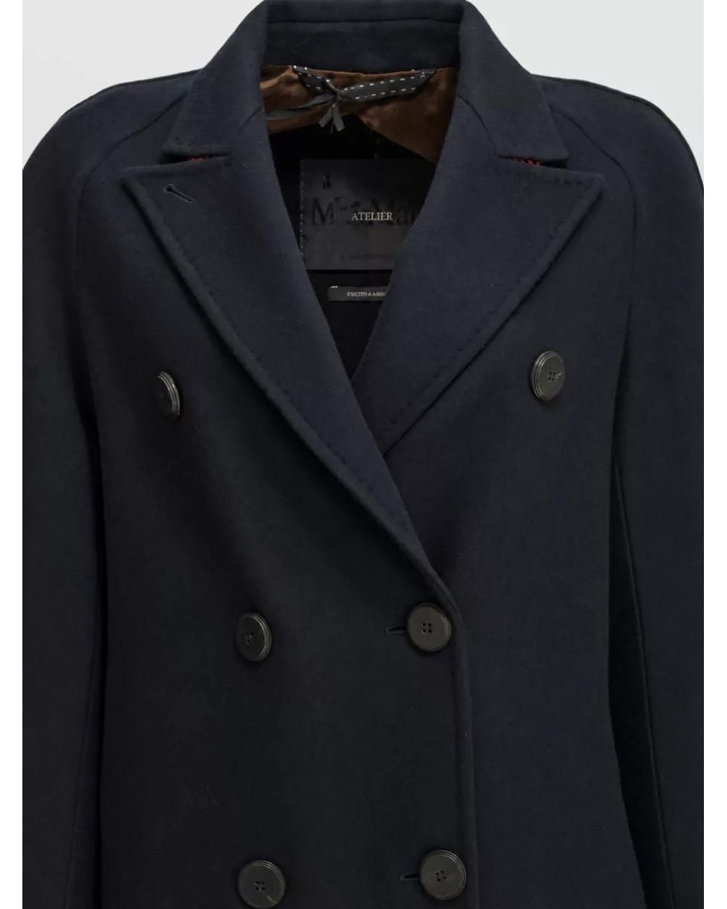 Max Mara Blue Long Double-Breasted Cashmere Coat