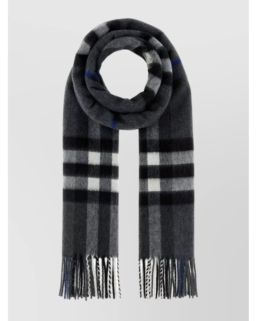 Burberry Black Cashmere Scarf Embroidered Fringe