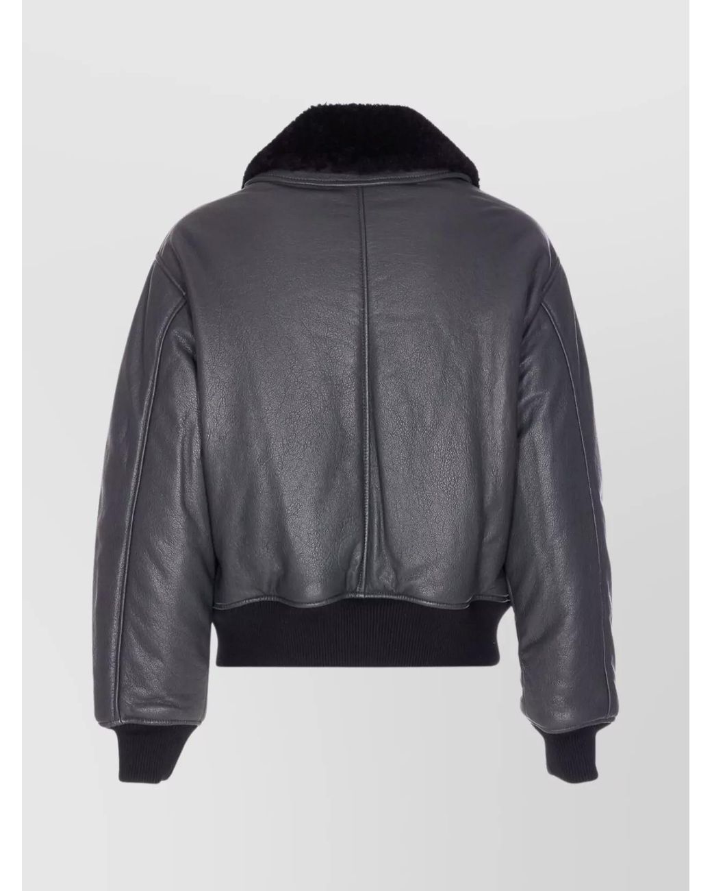 AMI Black Leather Bomber Jacket for men
