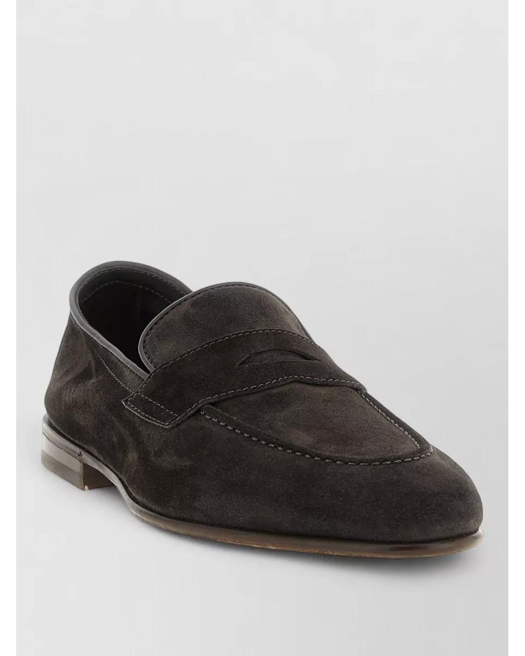 Brunello Cucinelli Black Leather Penny Loafers for men