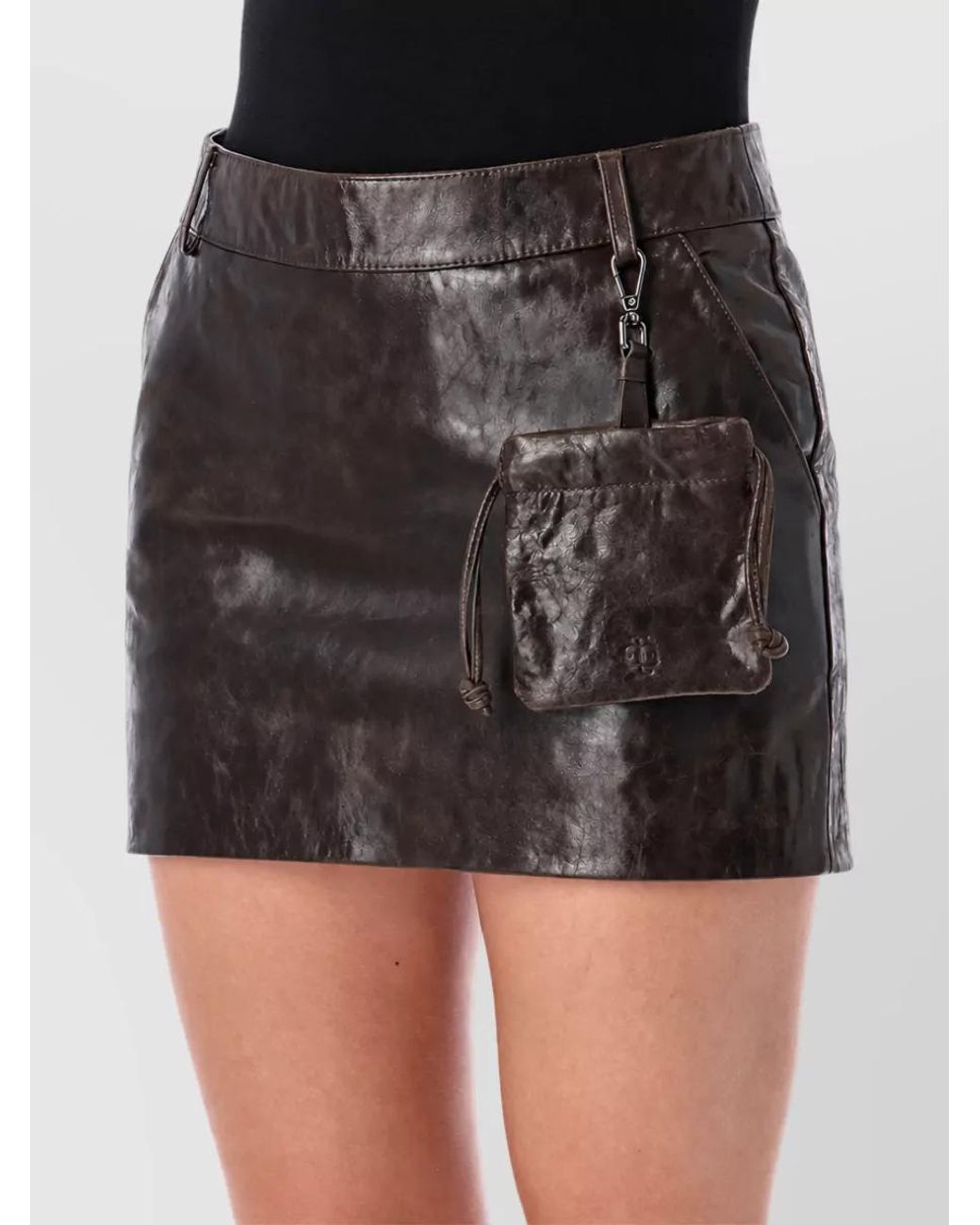 THE GARMENT Black Leather Fitted Pencil Skirt