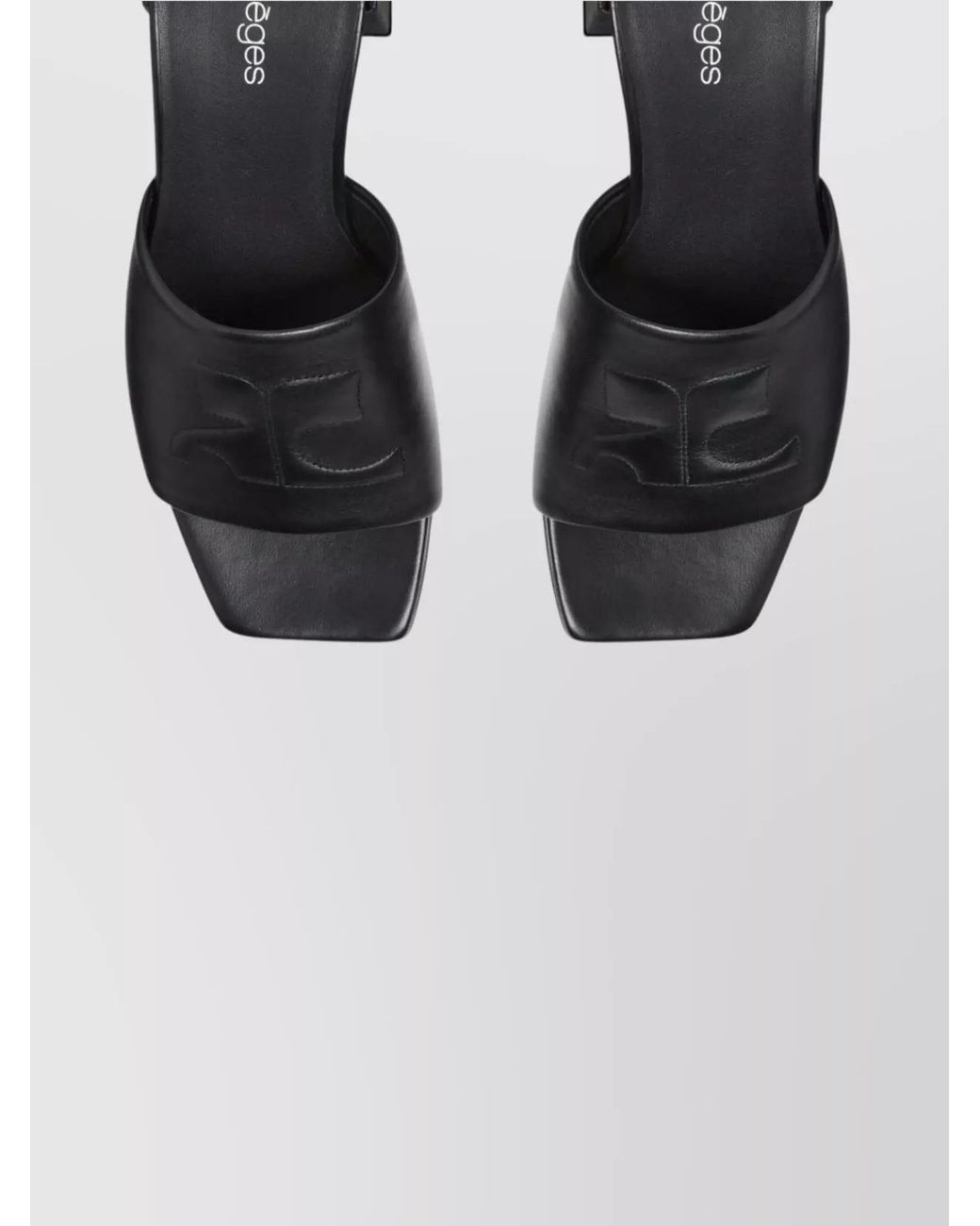 Courreges Black Leather Block Heel Sandals