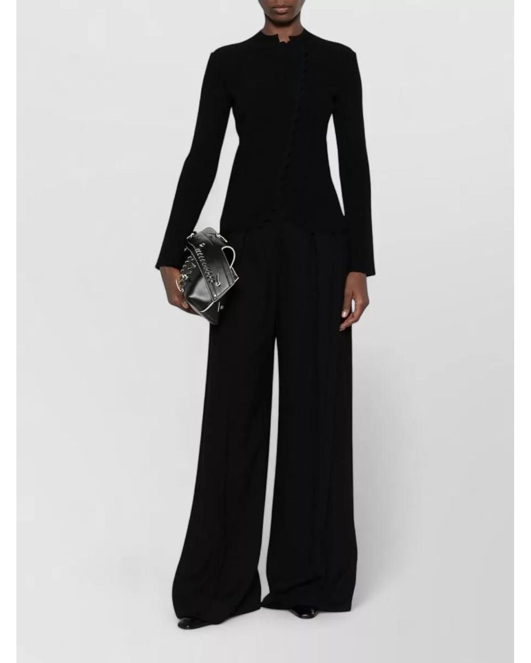 Emporio Armani Black Textured Asymmetric Zip Blazer Jacket