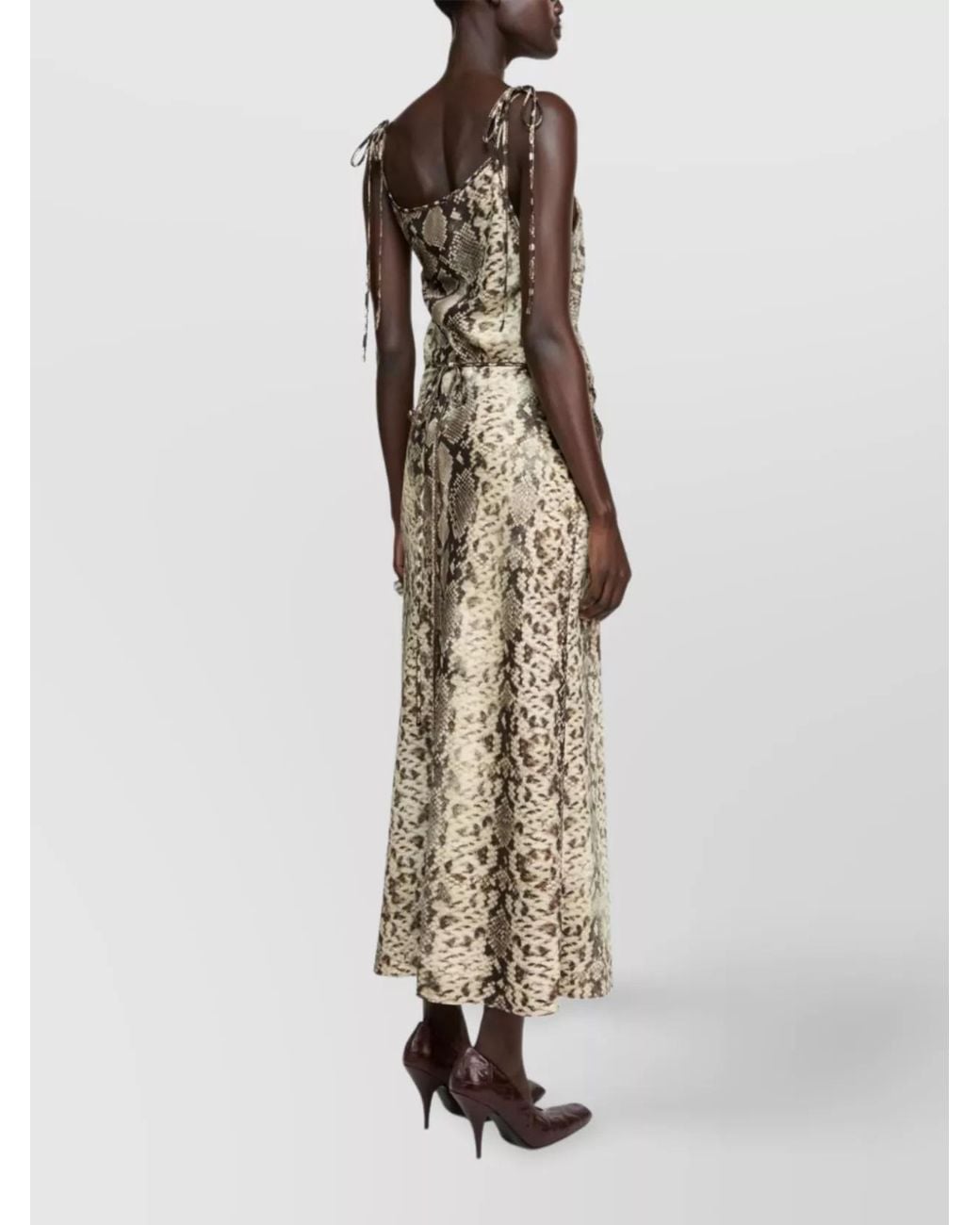 Acne Multicolor Snake Print Midi Dress With Side Slit