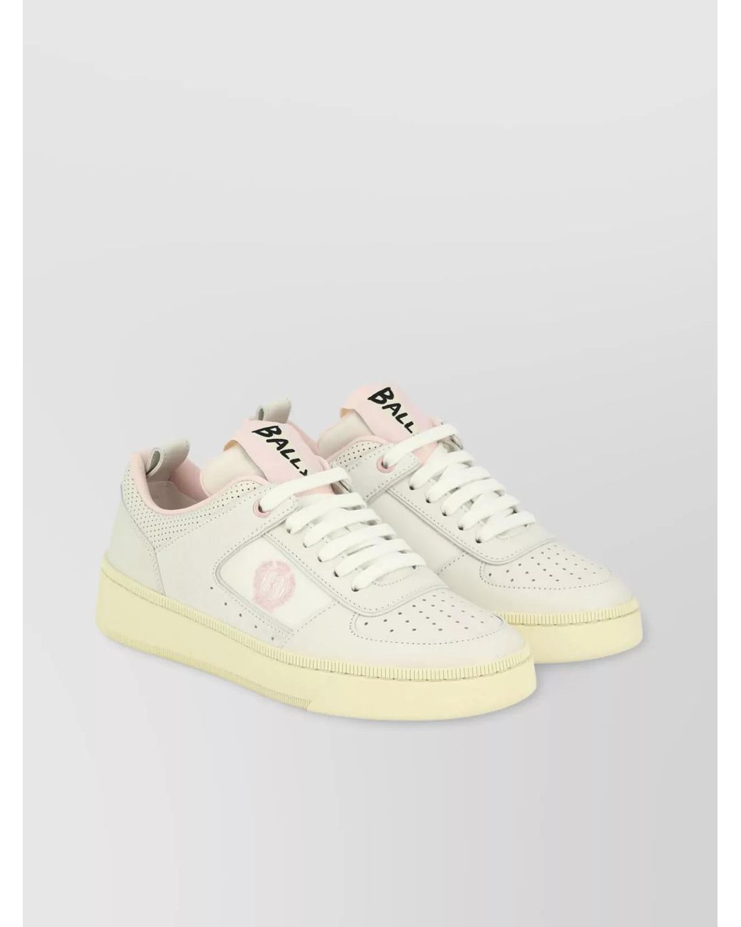 Bally Natural Perforated Pull Tab Rubber Sole Sneakers