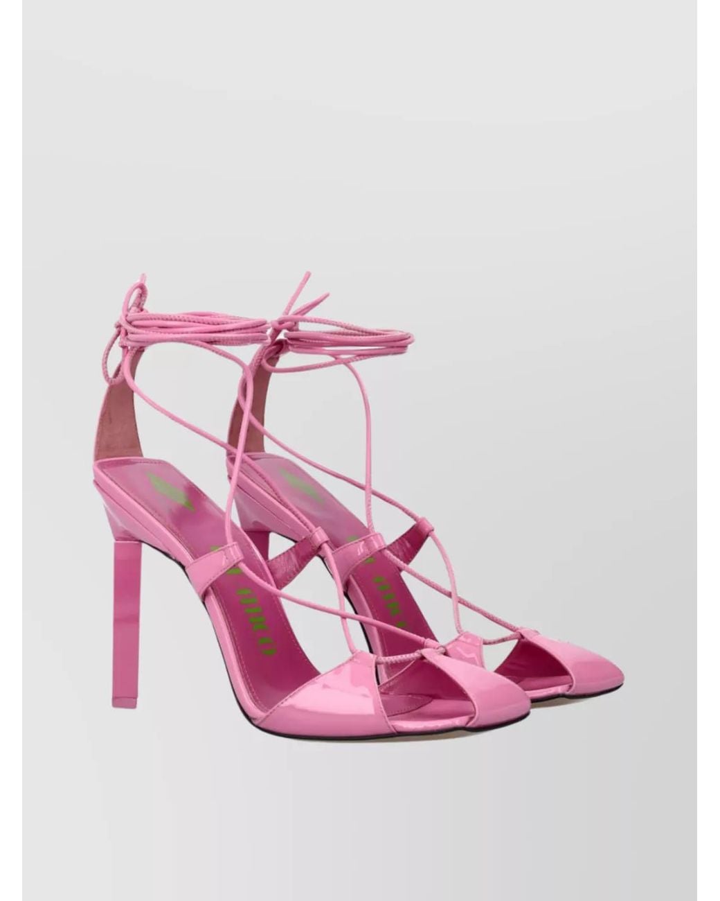 The Attico Pink Leather Lace-Up Sandals