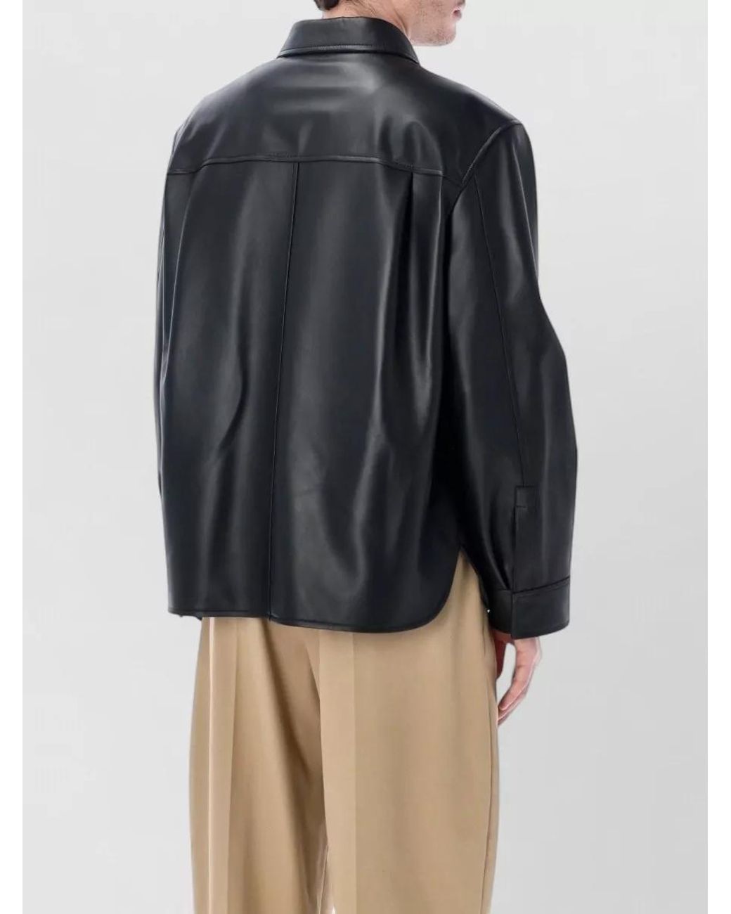 Loewe Blue Leather Relaxed-Fit Shirt Jacket for men