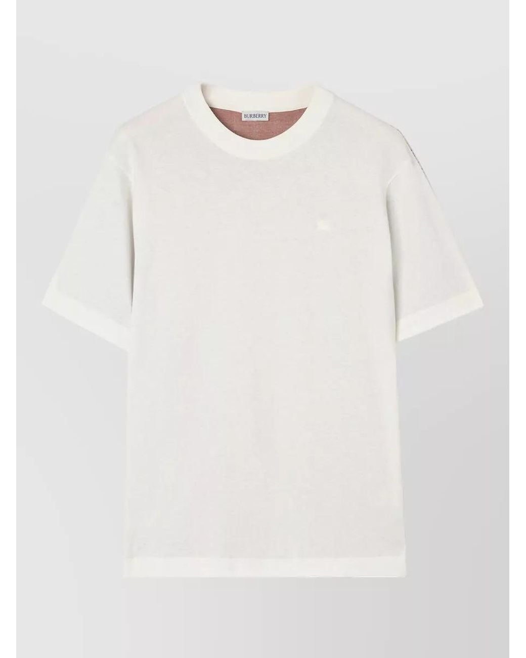 Burberry White Cotton Two-Tone Check Short-Sleeve T-Shirt for men