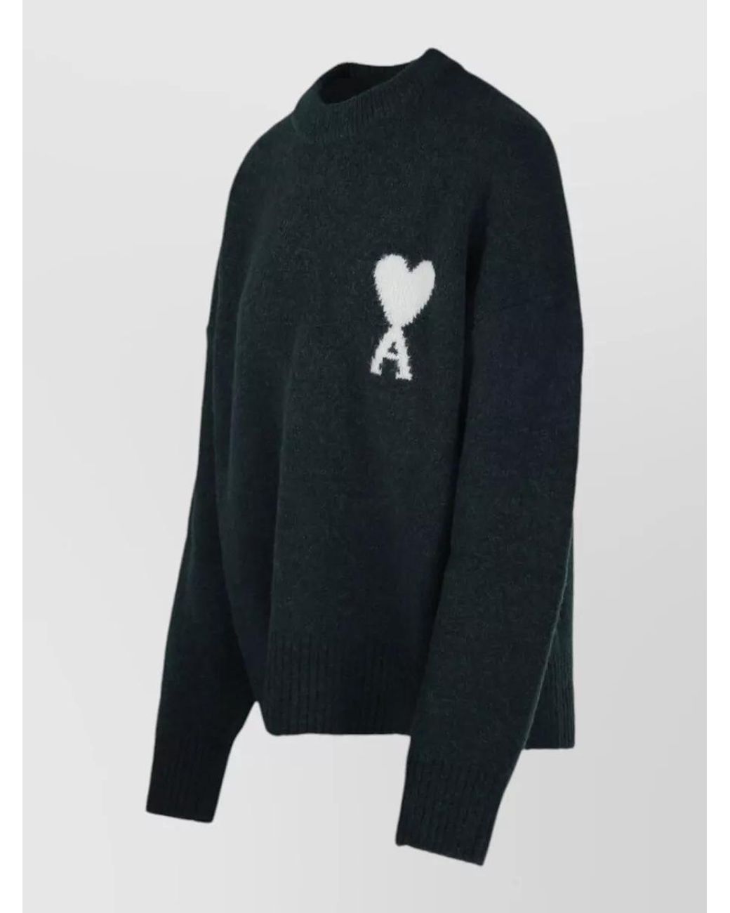 AMI Black Alpaca Wool Crewneck Sweater