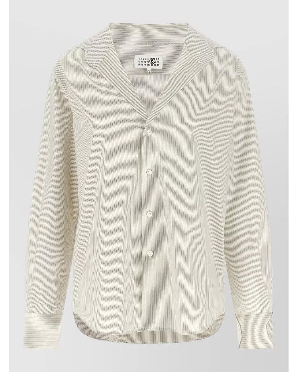 MM6 by Maison Margiela White Striped Relaxed-Fit Collarless Shirt