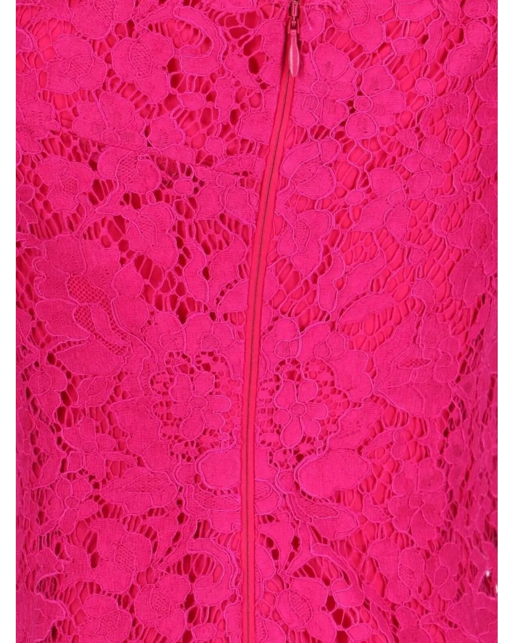 Dolce & Gabbana Pink Floral Lace Mini Dress