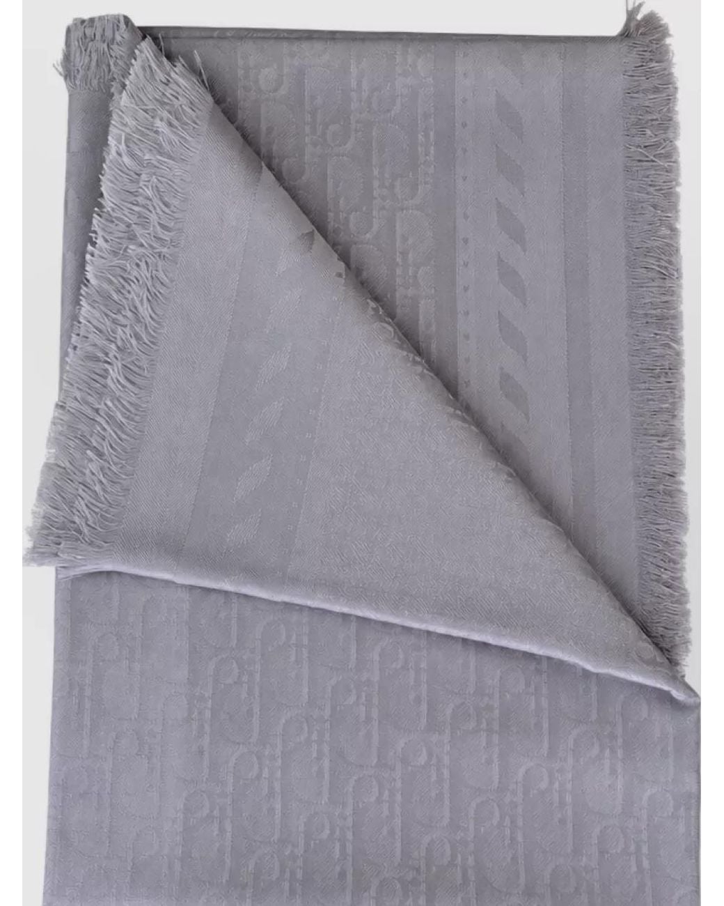 Dior Gray Silk Wool Scarf