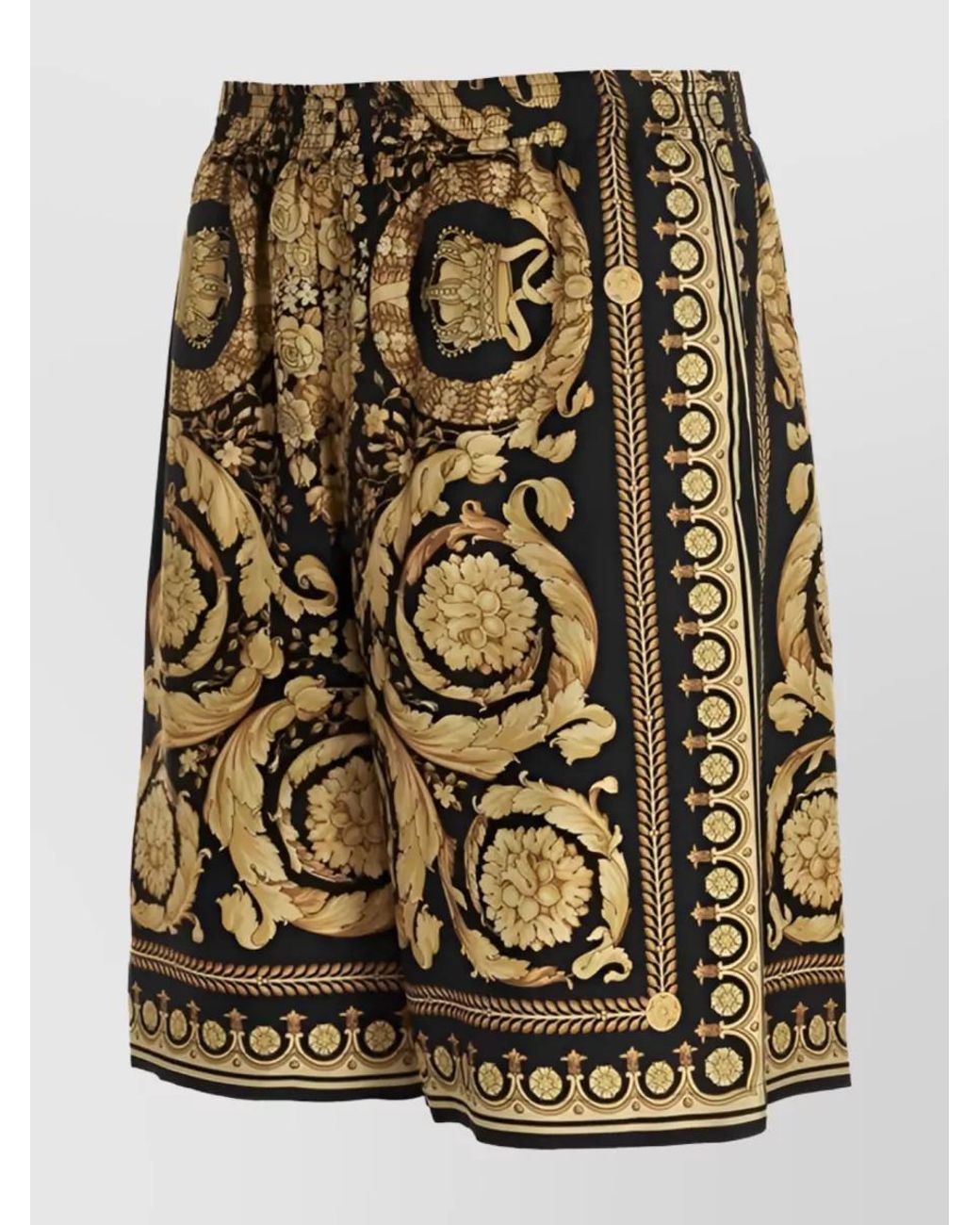 Versace Metallic Silk Baroque-Print Knee-Length Bermuda Shorts for men