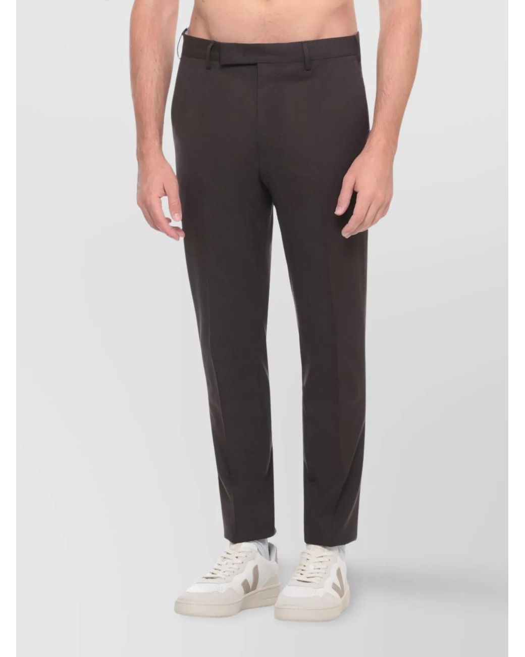 PT Torino Gray Virgin Wool Straight-Leg Tailored Trousers for men