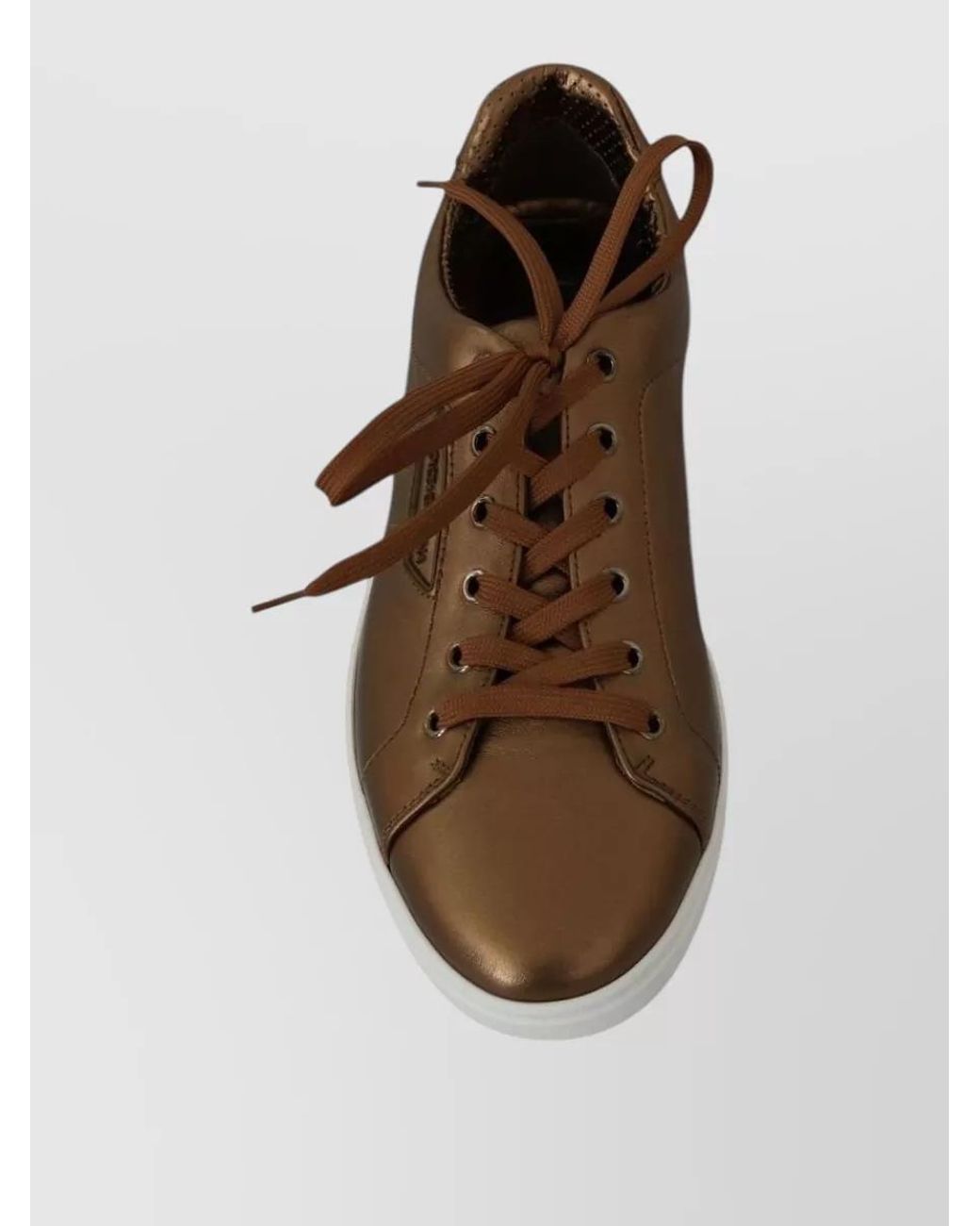 Dolce & Gabbana Brown Leather Lace-Up Sneakers for men