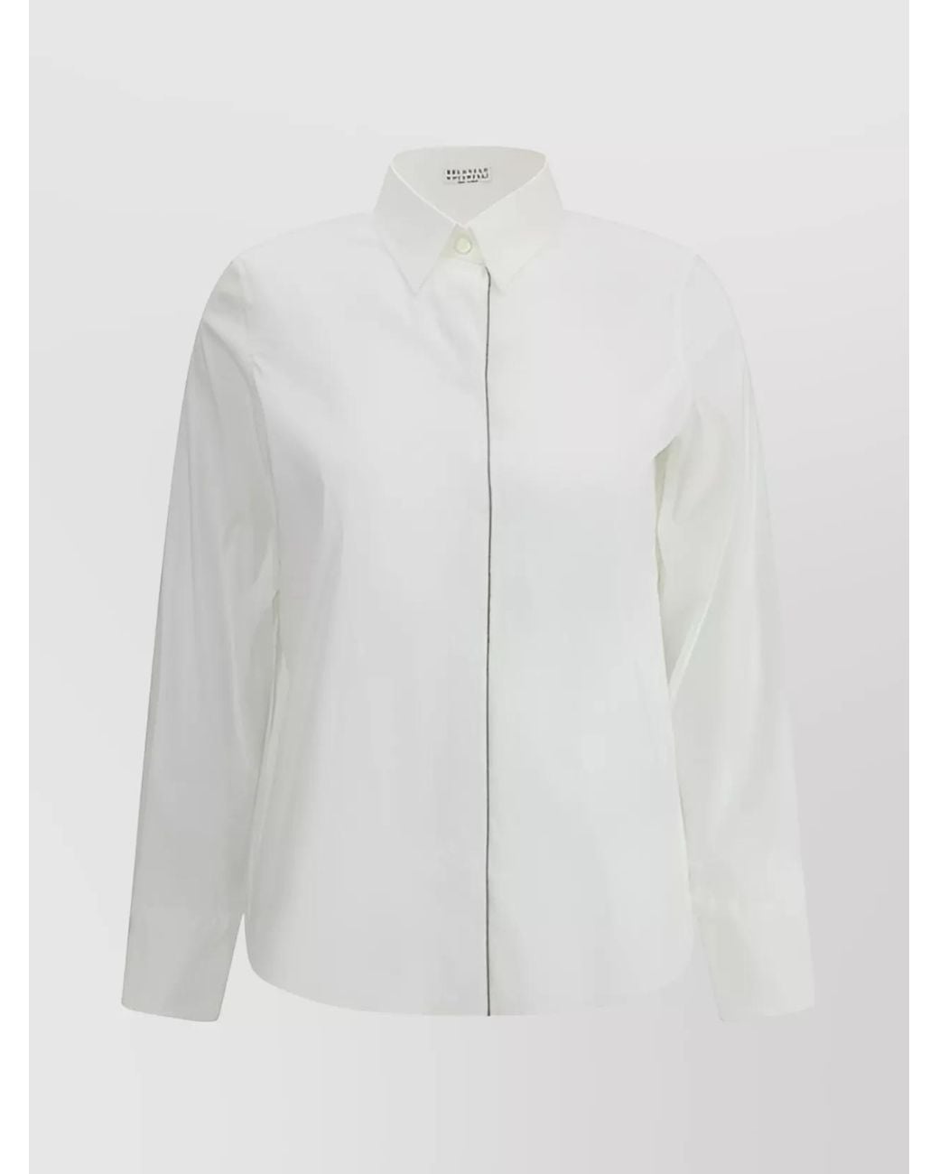 Brunello Cucinelli White Cotton Blend Shirt With Embellished Trim