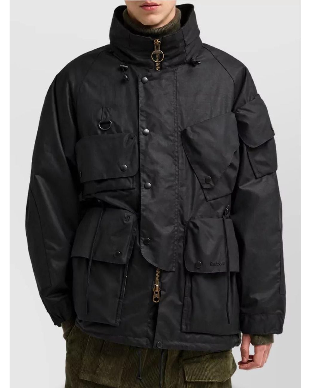 Barbour Black Waxed Cotton Ripstop Padded Coat for men