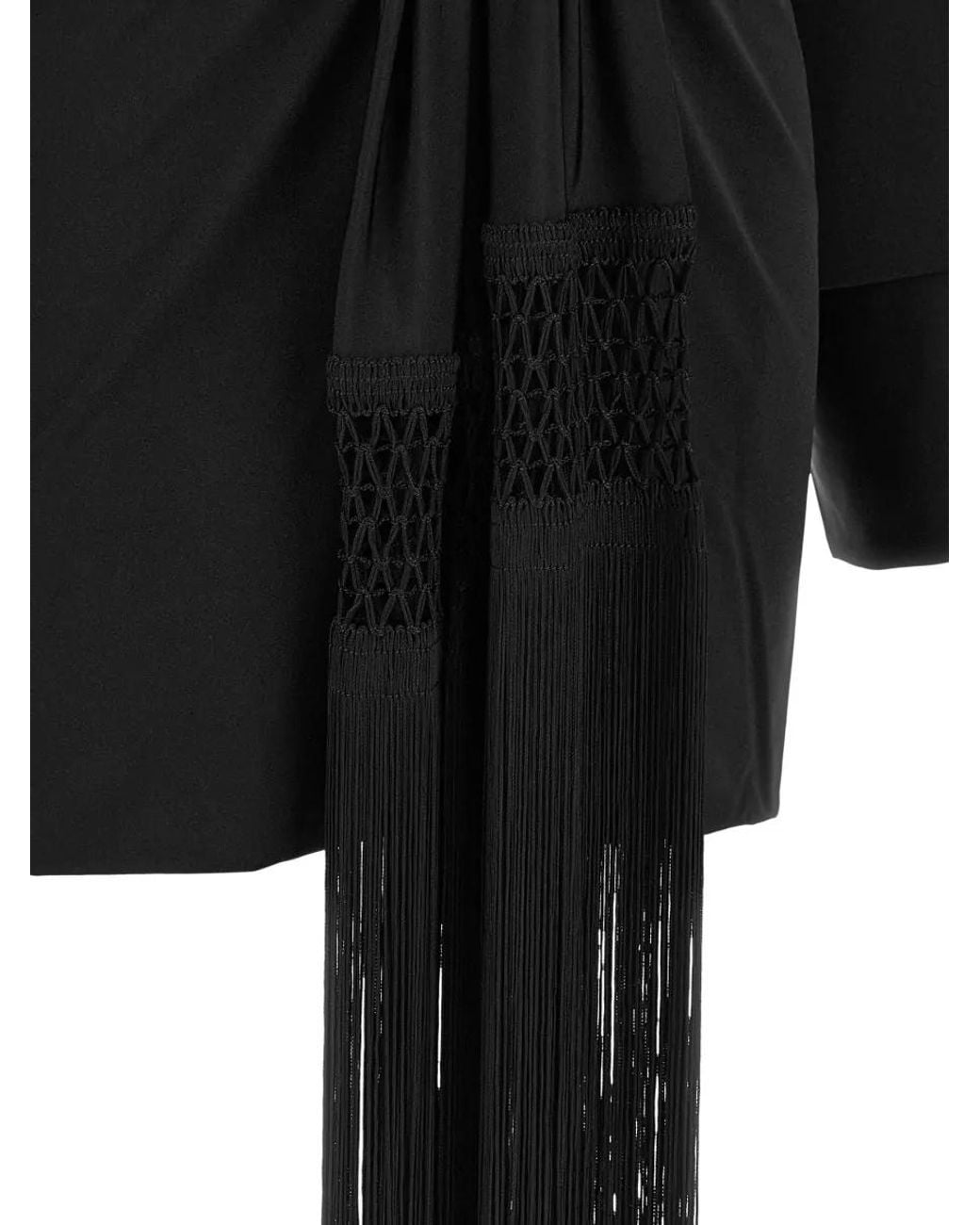 ANDAMANE Black Draped V-Neck Mini Dress