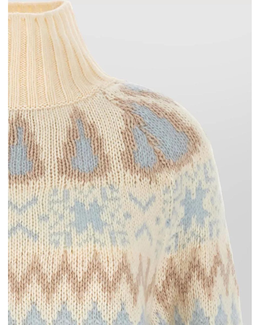 Herno Natural Cashmere Wool Jacquard Knit High-Neck Jumper