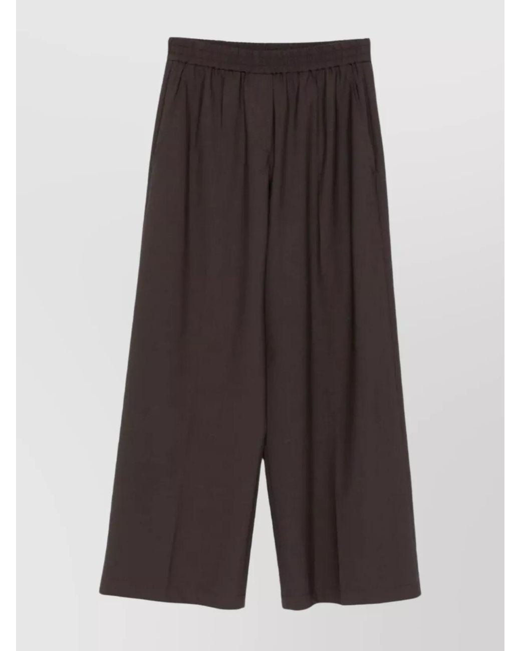 Brunello Cucinelli Gray Wide Leg Trousers Elastic Waistband