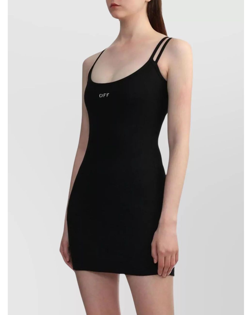 Off-White c/o Virgil Abloh Black Ribbed Slim-Fit Cotton Mini Dress