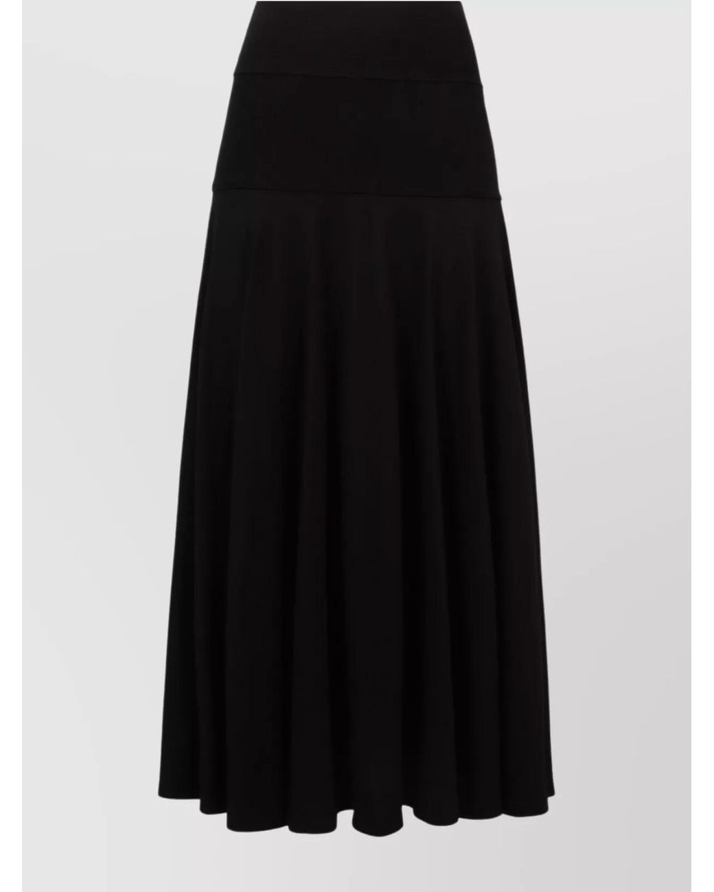 Plan C Black Cotton Knit A-Line Midi Skirt