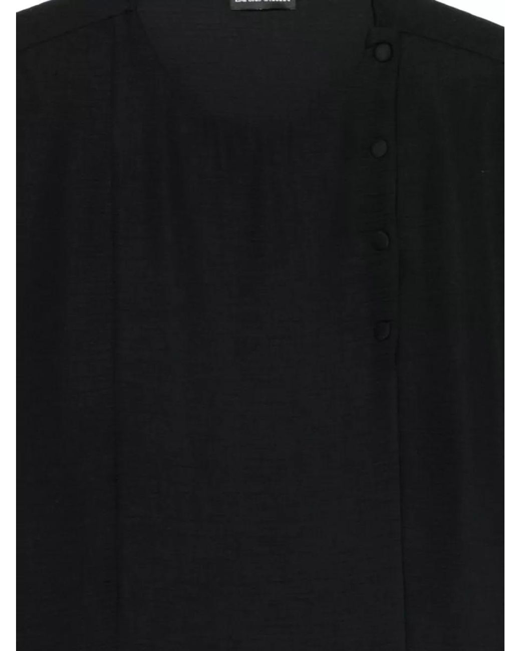 Emporio Armani Black Slub Knit Boxy Top