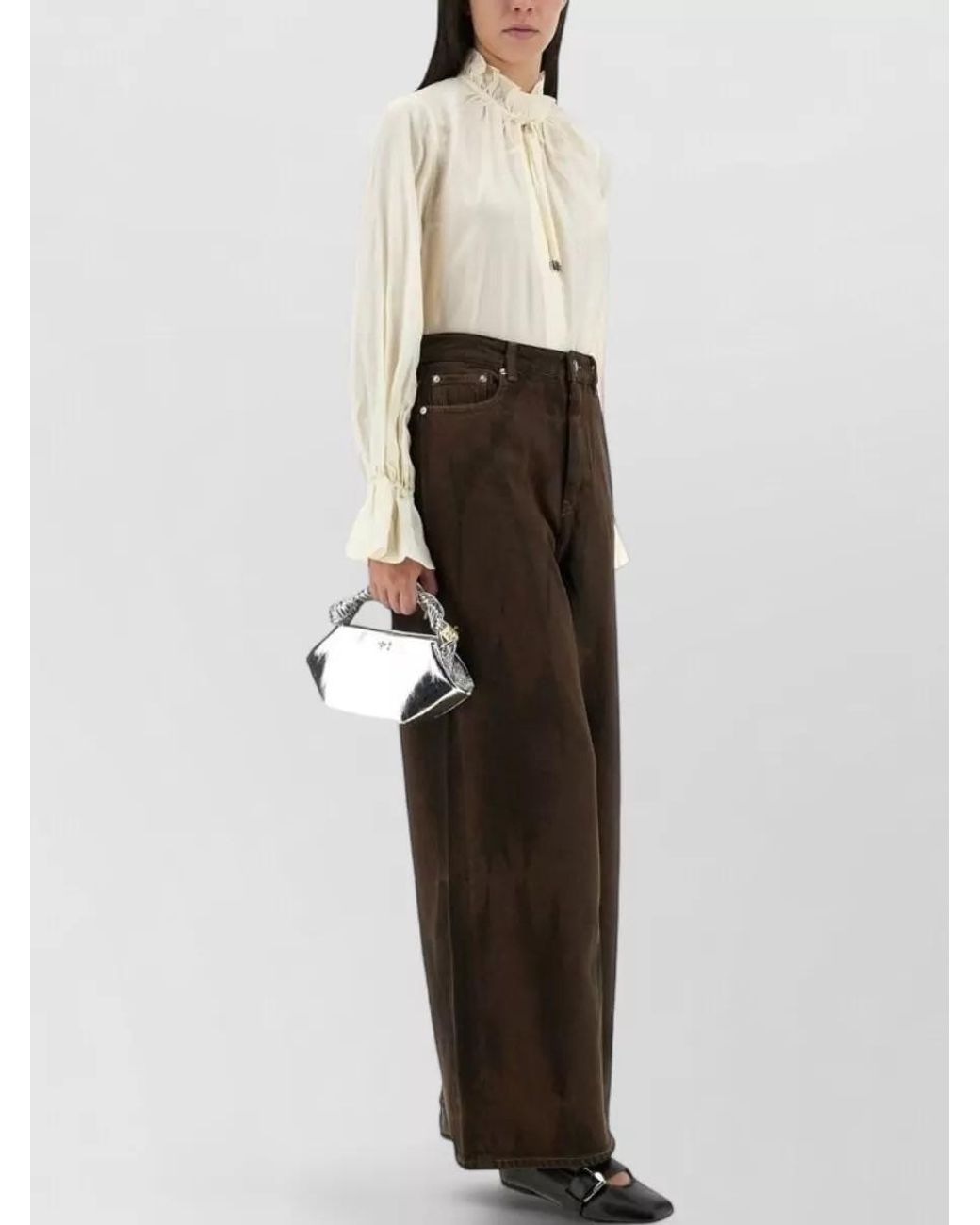 Ganni Natural Bow Blouse