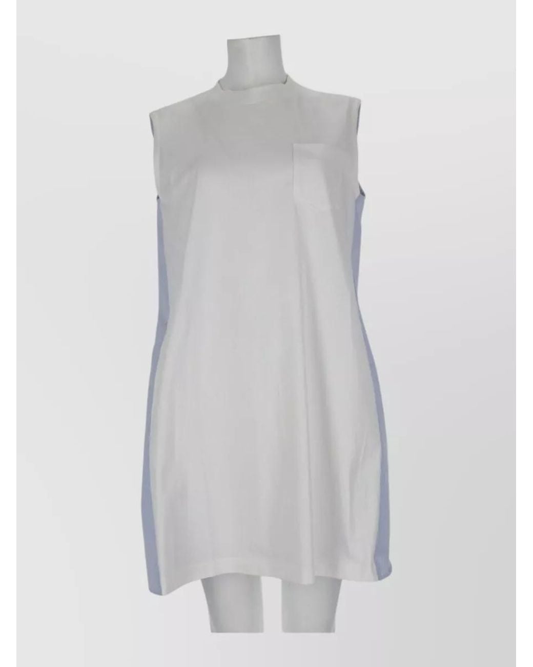 Sacai White Cotton Poplin Mini Dress