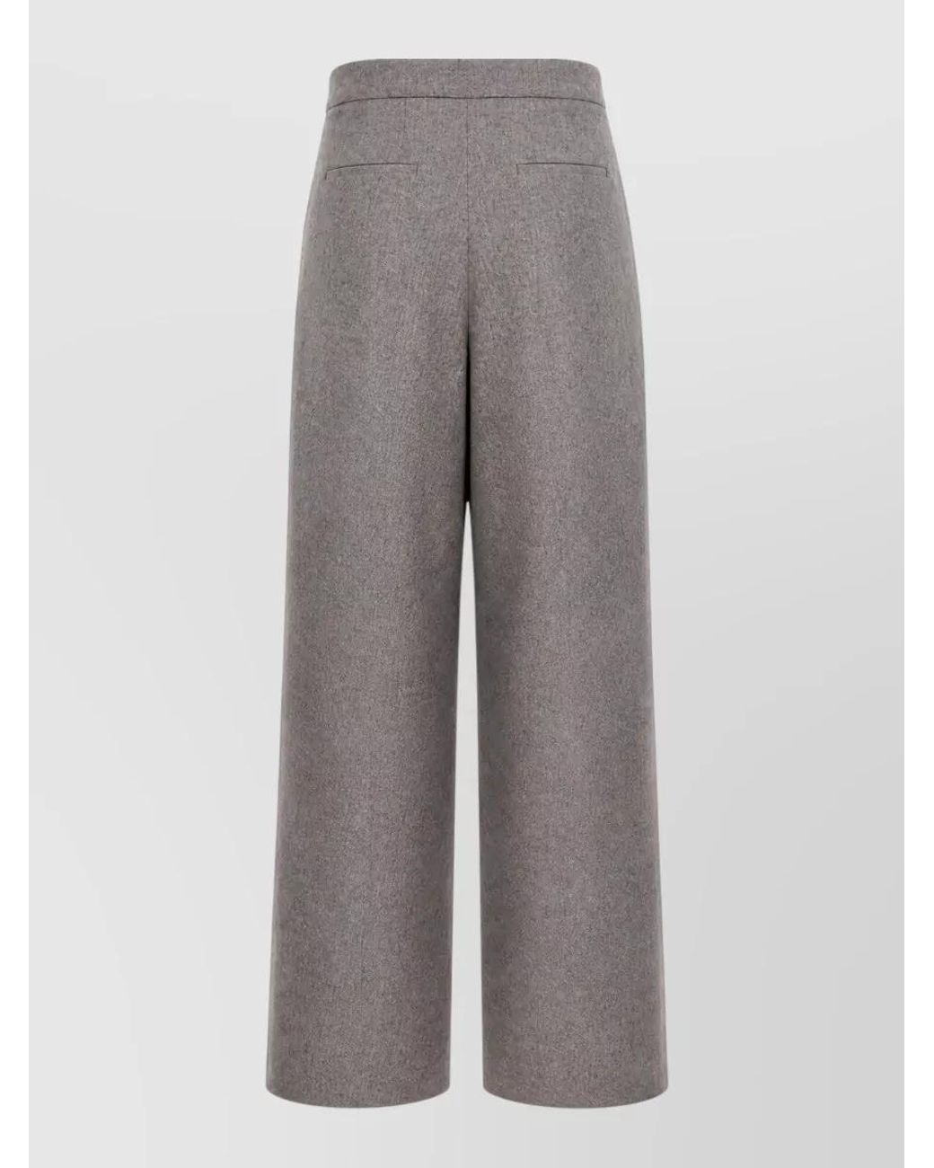 PT Torino Gray Cashmere Wide-Leg Trousers