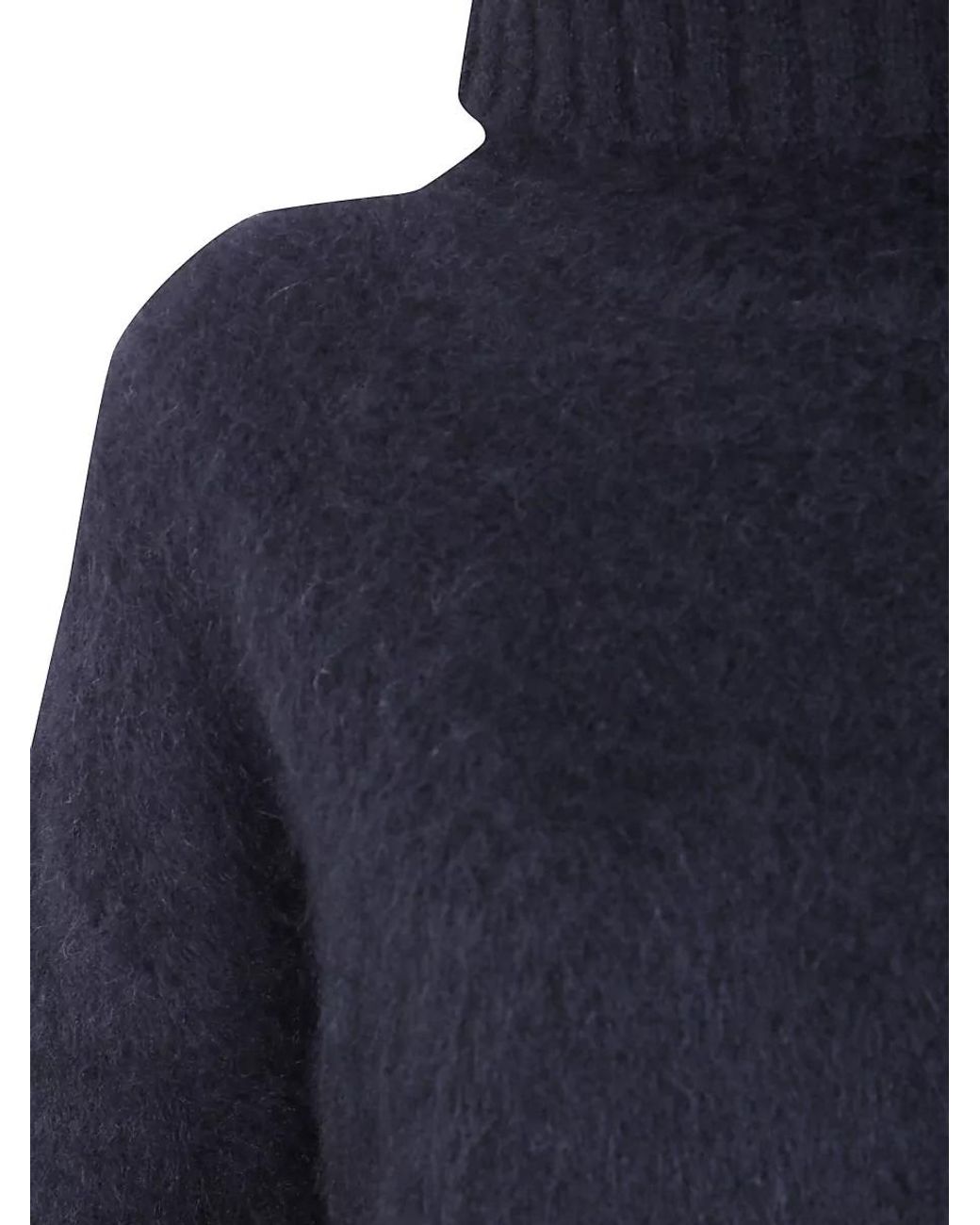 Uma Wang Blue Alpaca Wool High-Neck Sweatshirt