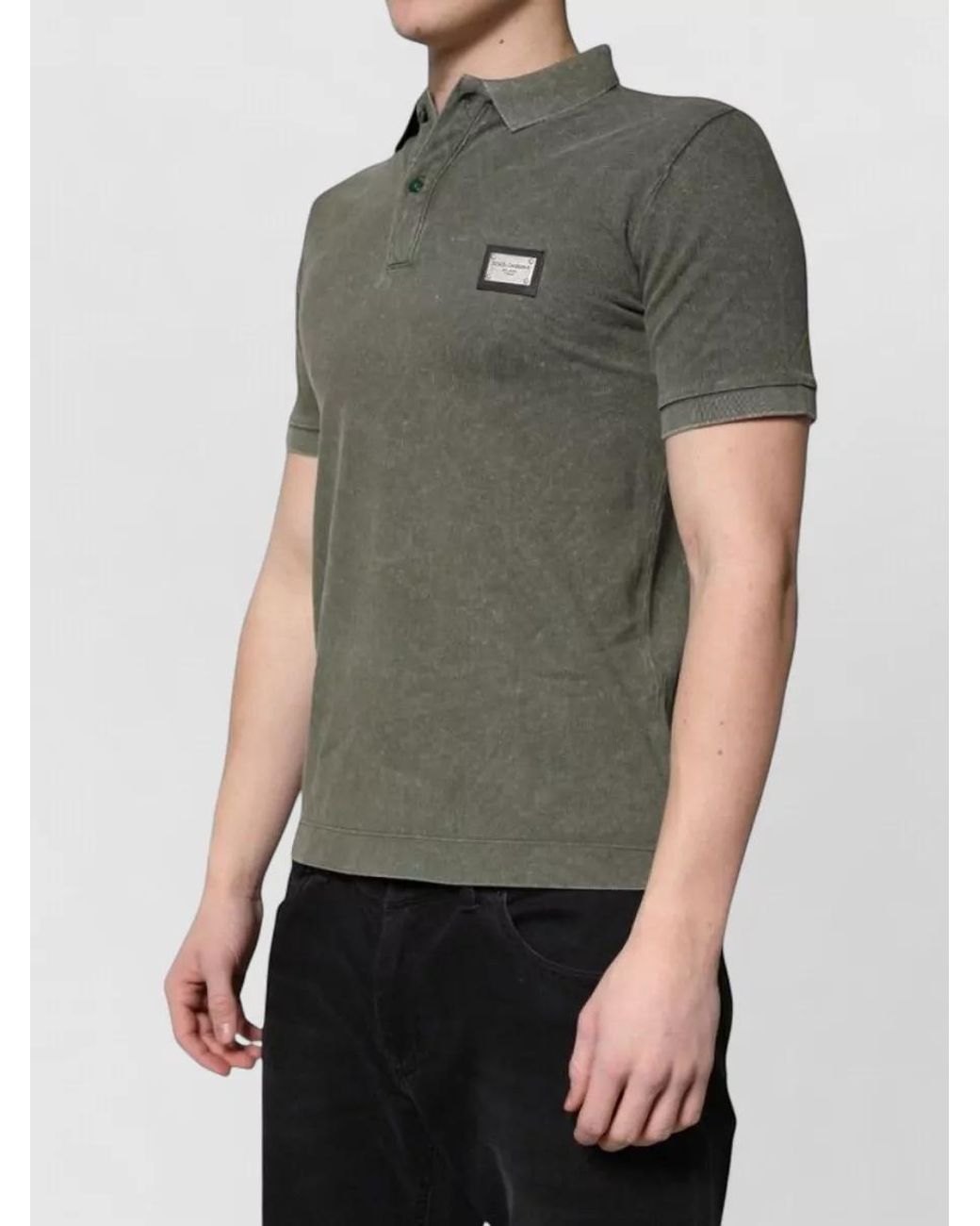 Dolce & Gabbana Gray Cotton Relaxed-Fit Short-Sleeve Polo Shirt for men