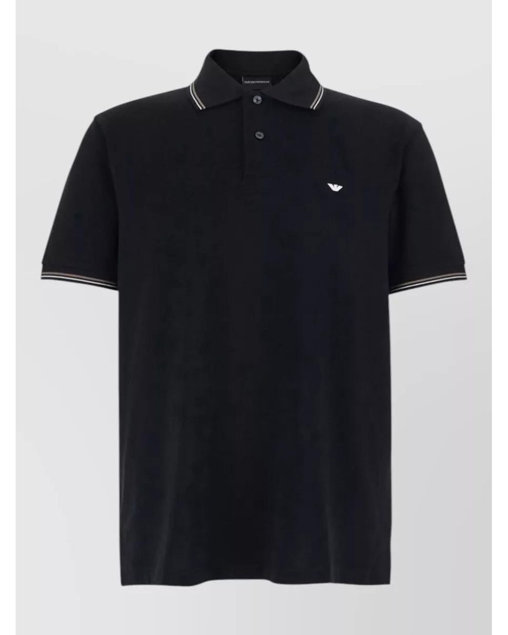 Emporio Armani Black Cotton Logo-Embroidered Short-Sleeve Polo Shirt for men