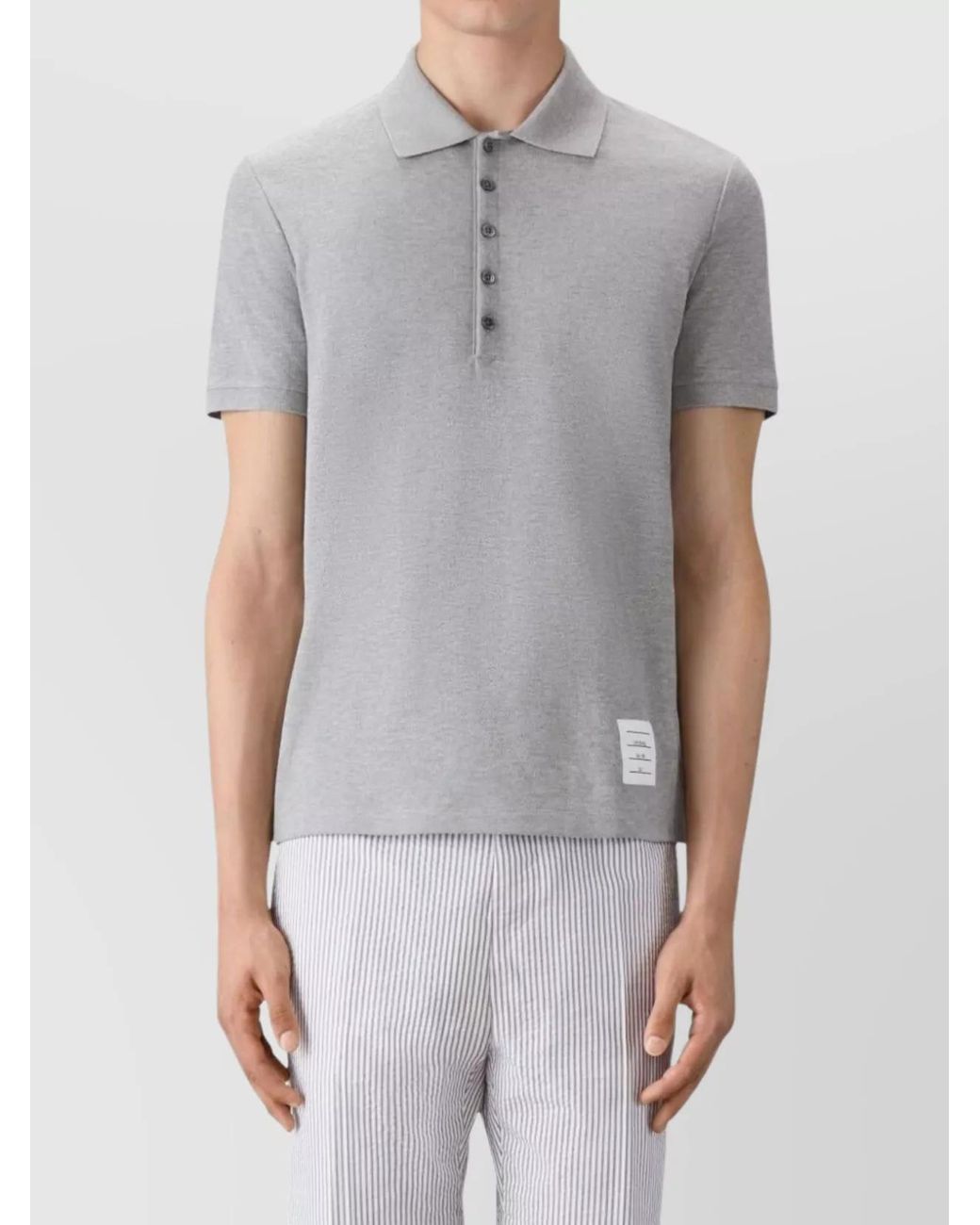 Thom Browne Gray Cotton Piqué Polo Shirt for men