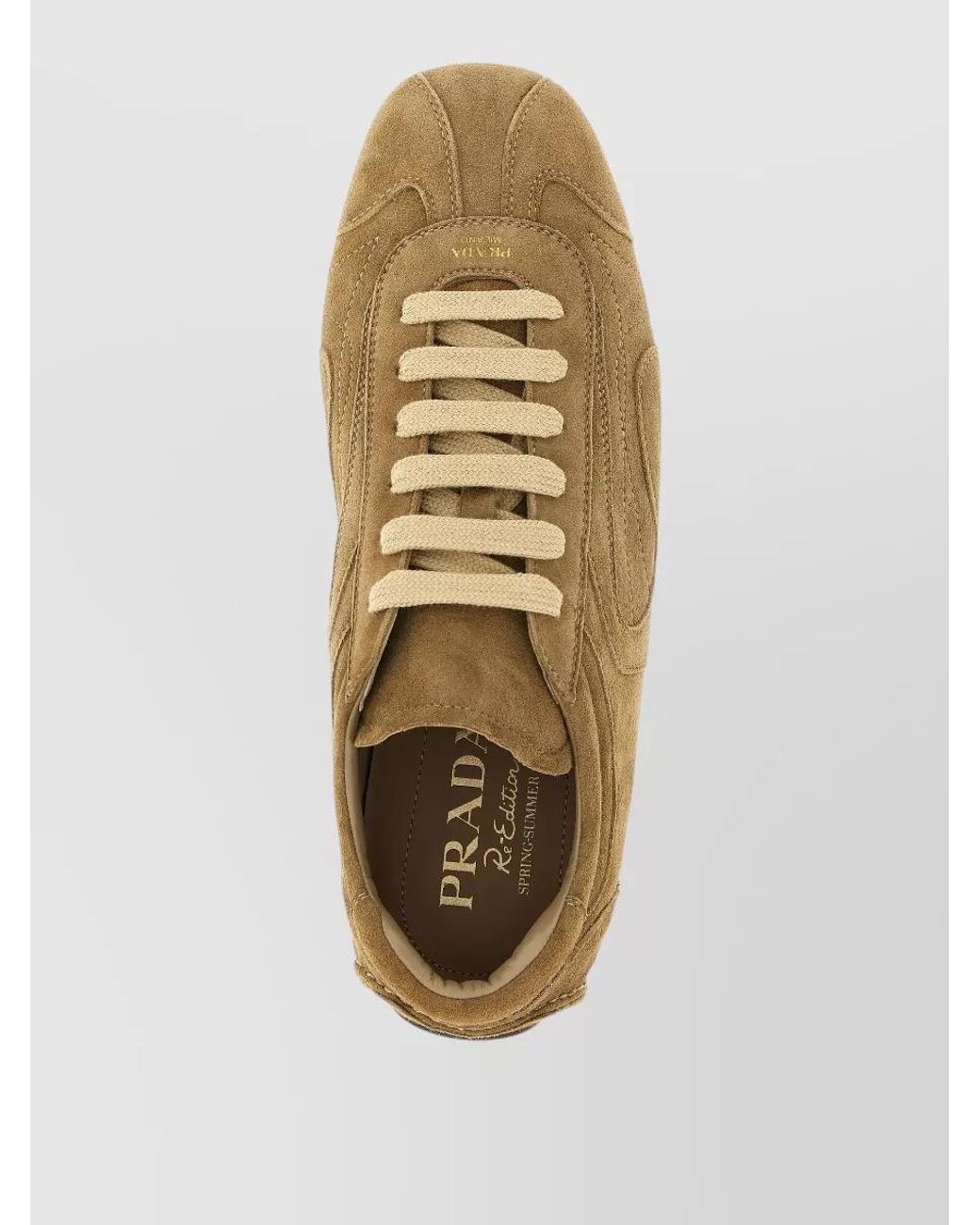 Prada Natural Suede Lace-Up Sneakers for men
