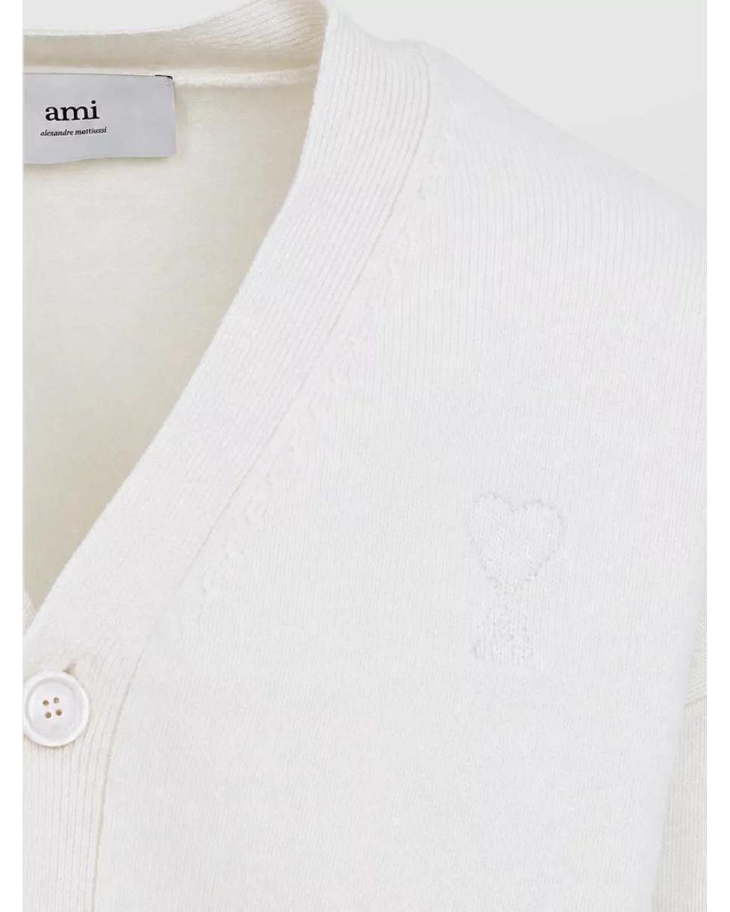AMI White Wool Cashmere Cardigan for men