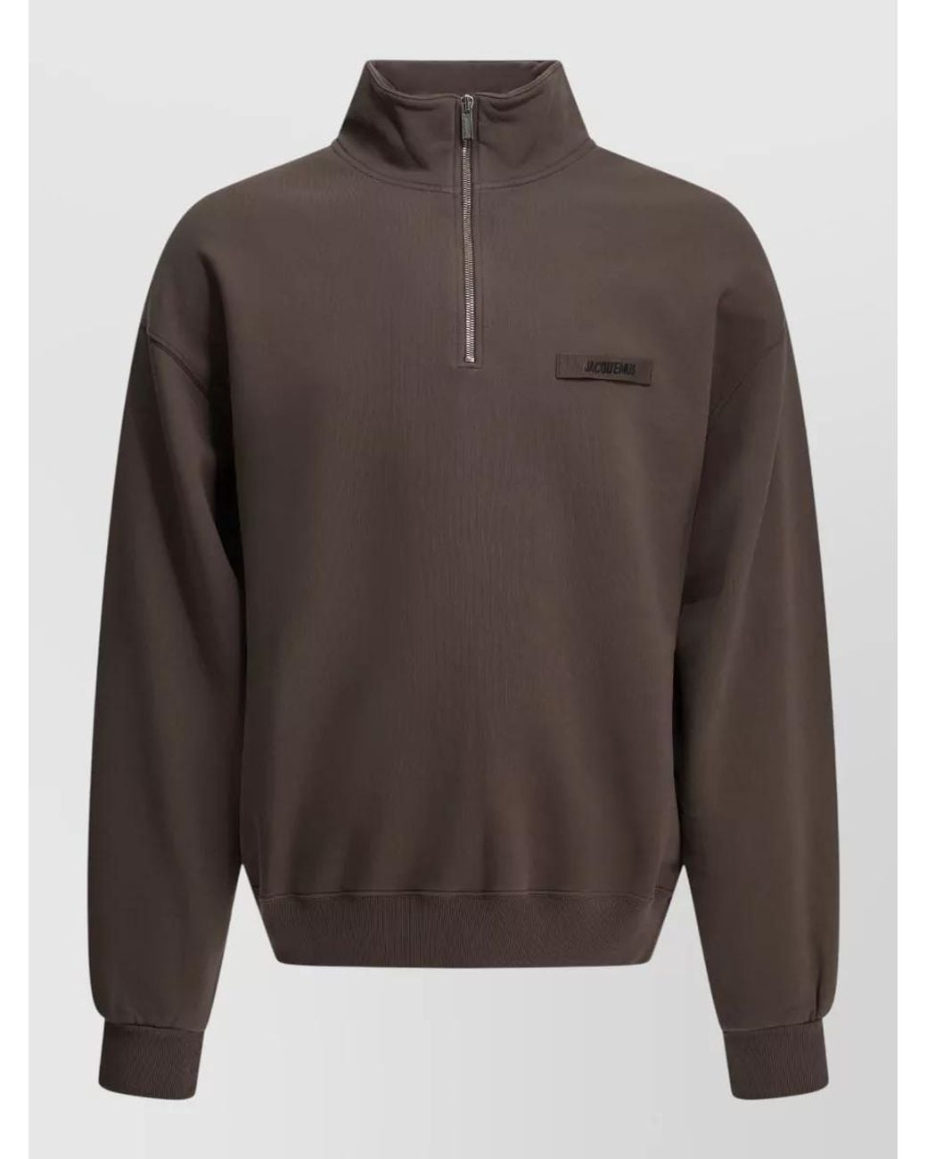Jacquemus Gray Cotton Hooded Half Zip Sweatshirt for men