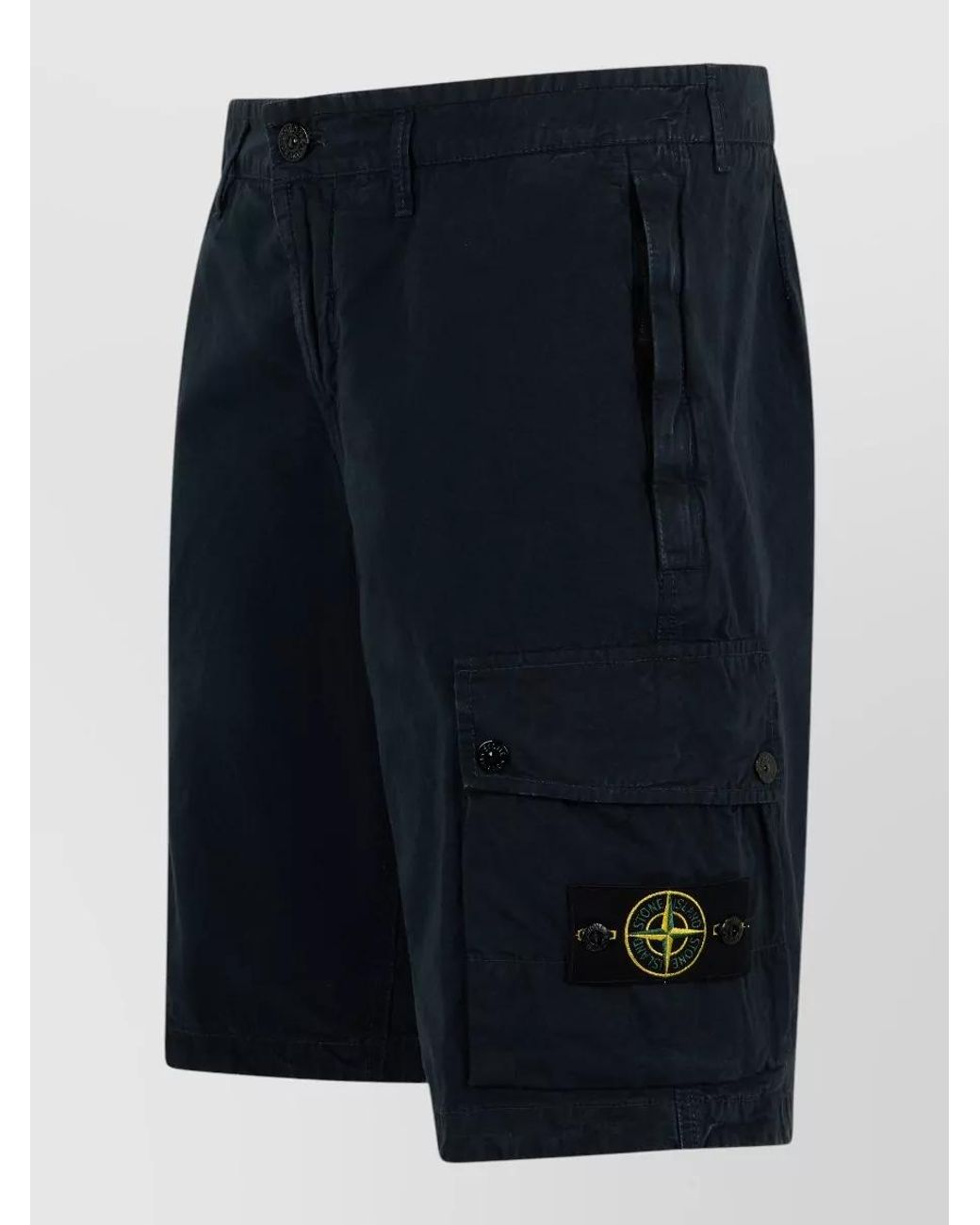 Stone Island Blue Cotton Knee-Length Cargo Shorts for men