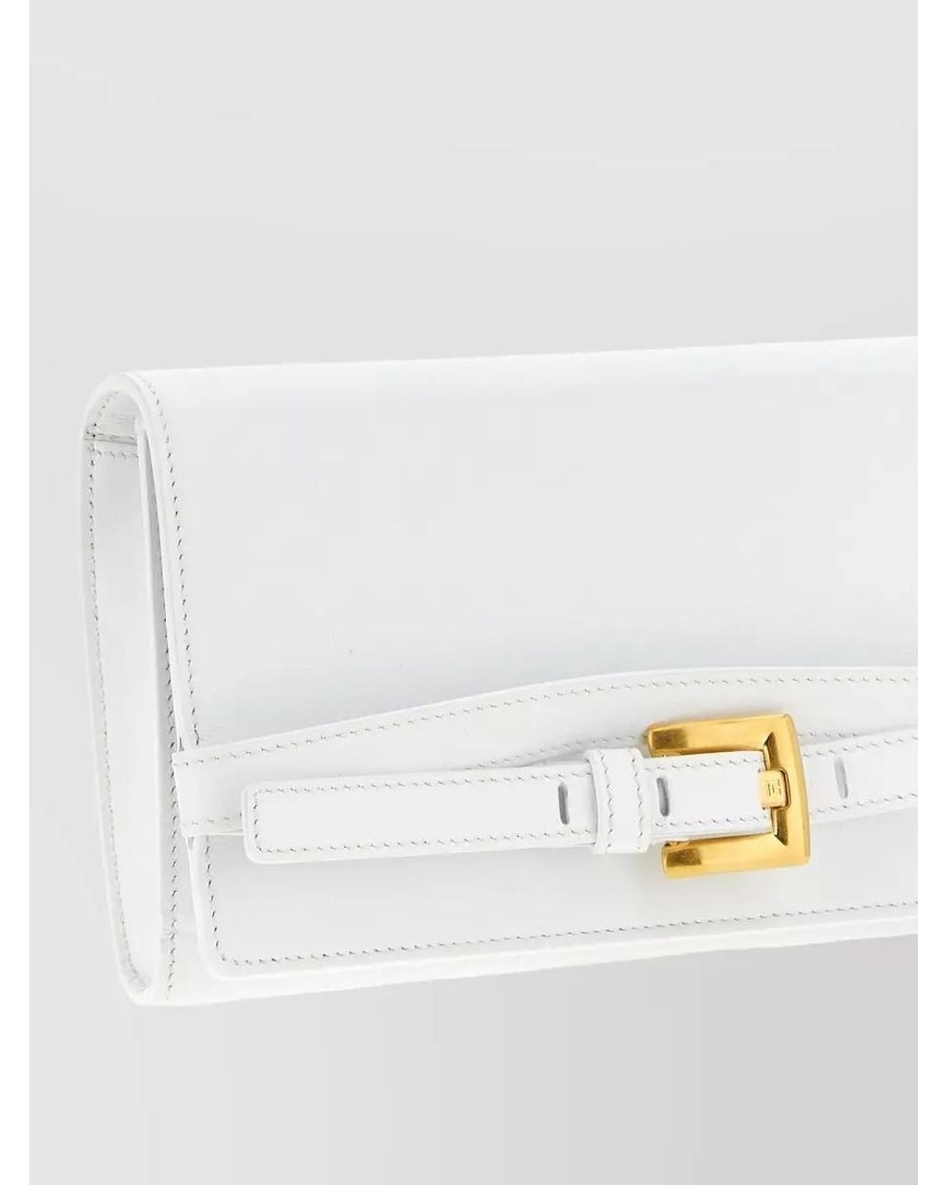 Balmain White Leather Shuffle Wallet On Chain