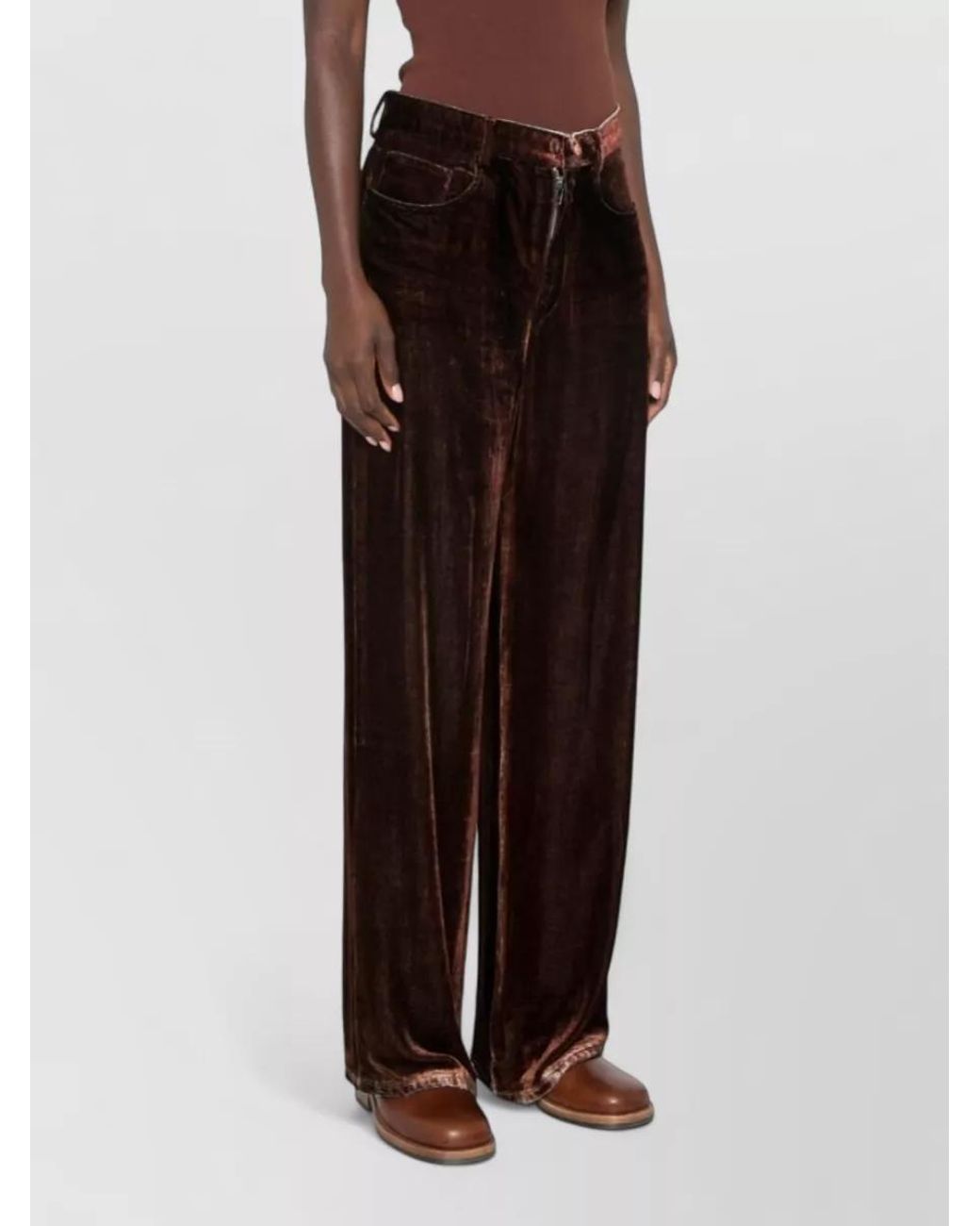 Pierre Louis Mascia White Velvet Wide-Leg Trousers