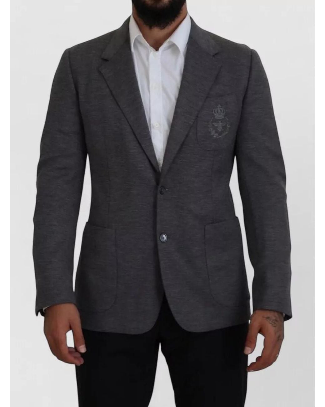 Dolce & Gabbana Blue Wool Slim-Fit Single-Breasted Blazer for men
