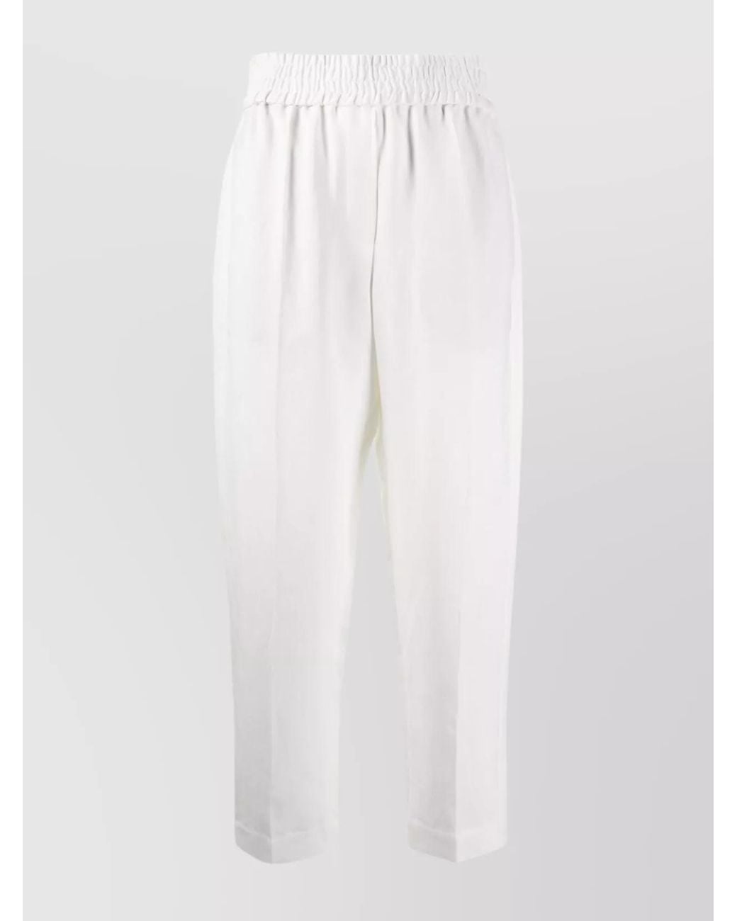 Brunello Cucinelli White Cropped Tapered Trousers