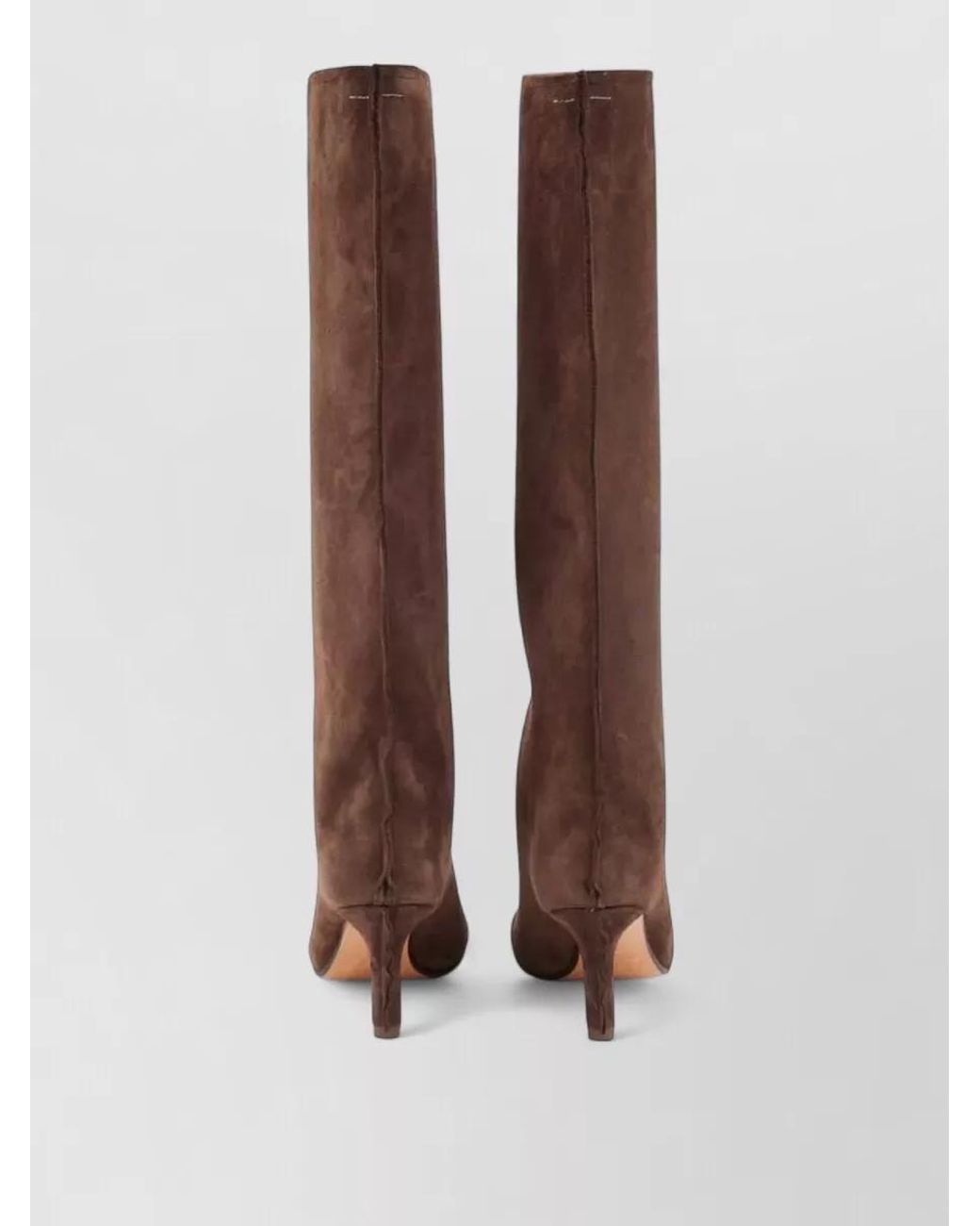 MM6 by Maison Margiela Brown Leather Knee-High Stiletto Boots