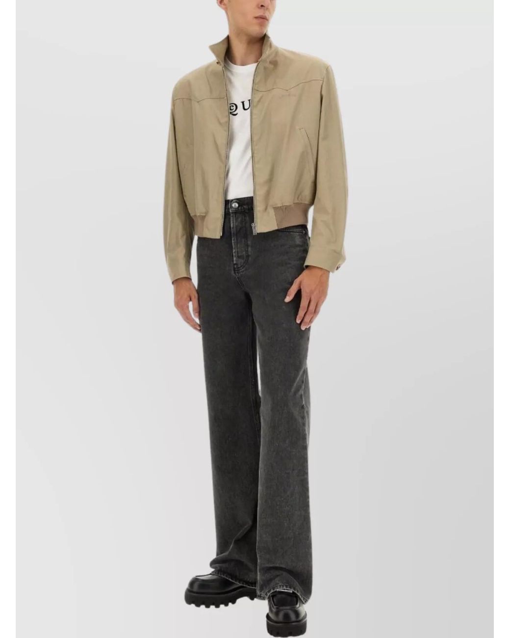 McQueen Multicolor Cropped Harrington Jacket for men