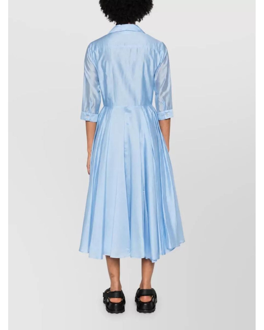 DR. HOPE Blue Round Neck Midi Dress