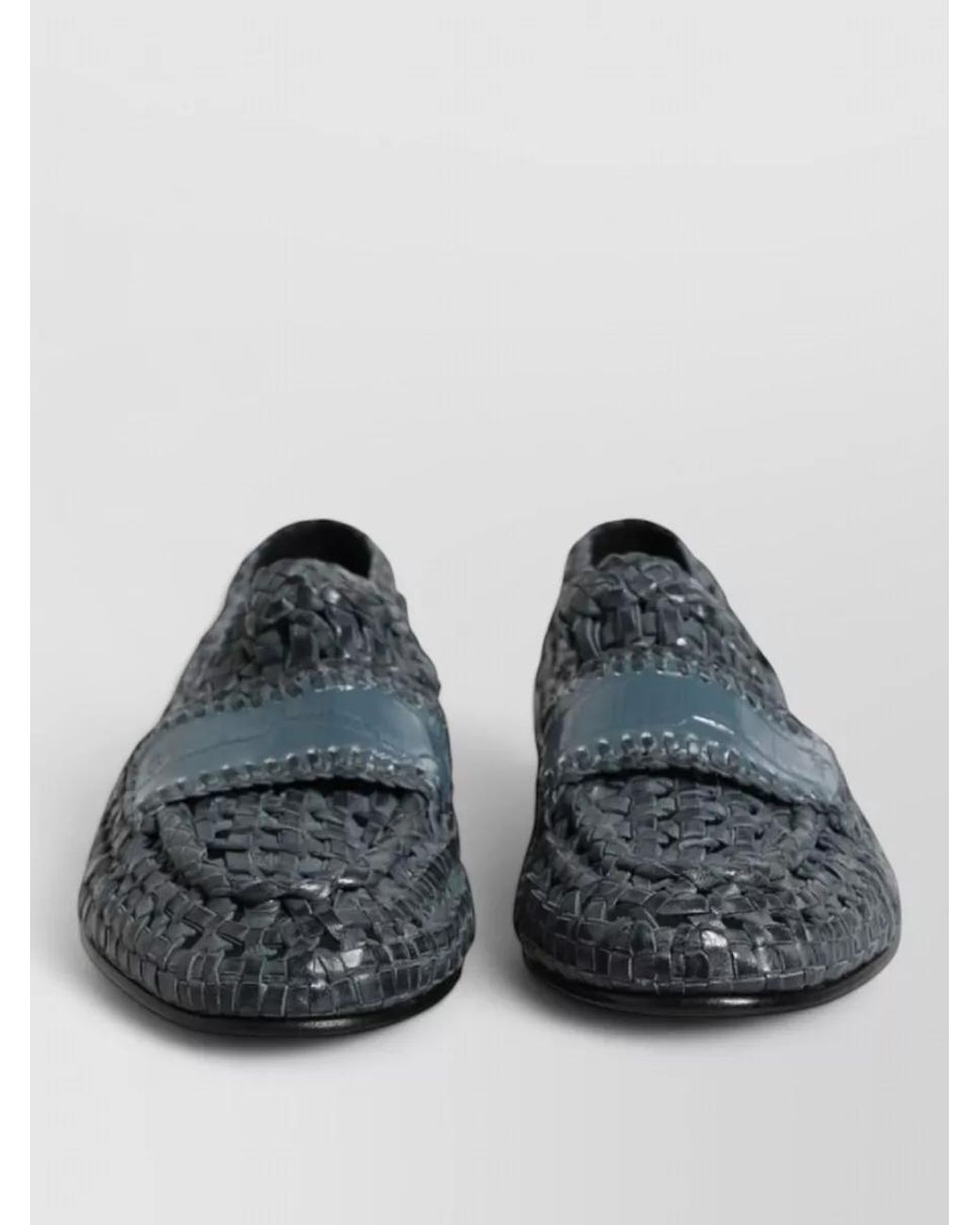Dolce & Gabbana Gray Woven Leather Loafers for men