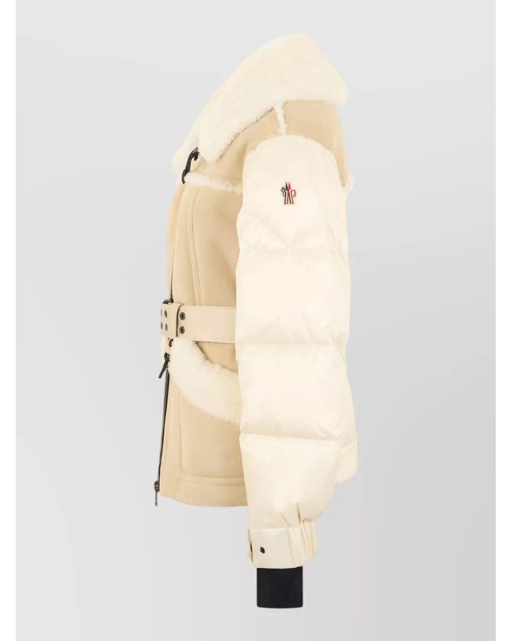 Moncler Natural Shearling Belted Puffer Jacket