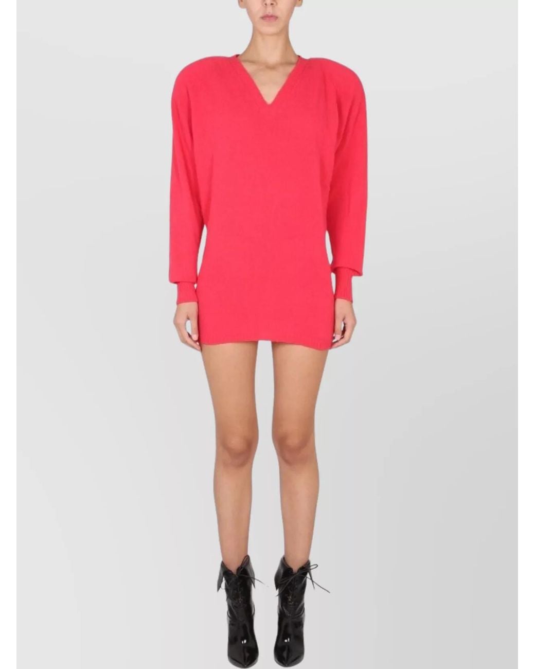 Philosophy Red Cashmere V-Neck Mini Dress